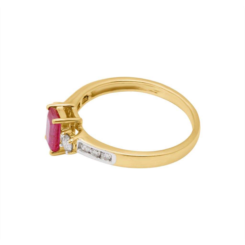 18k Yellow Gold Natural Ruby With Diamond Gold Ring