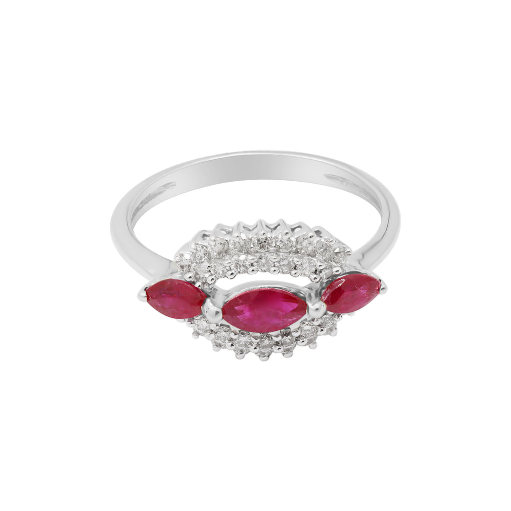 18k Yellow Gold Natural Ruby With Diamond Gold Ring