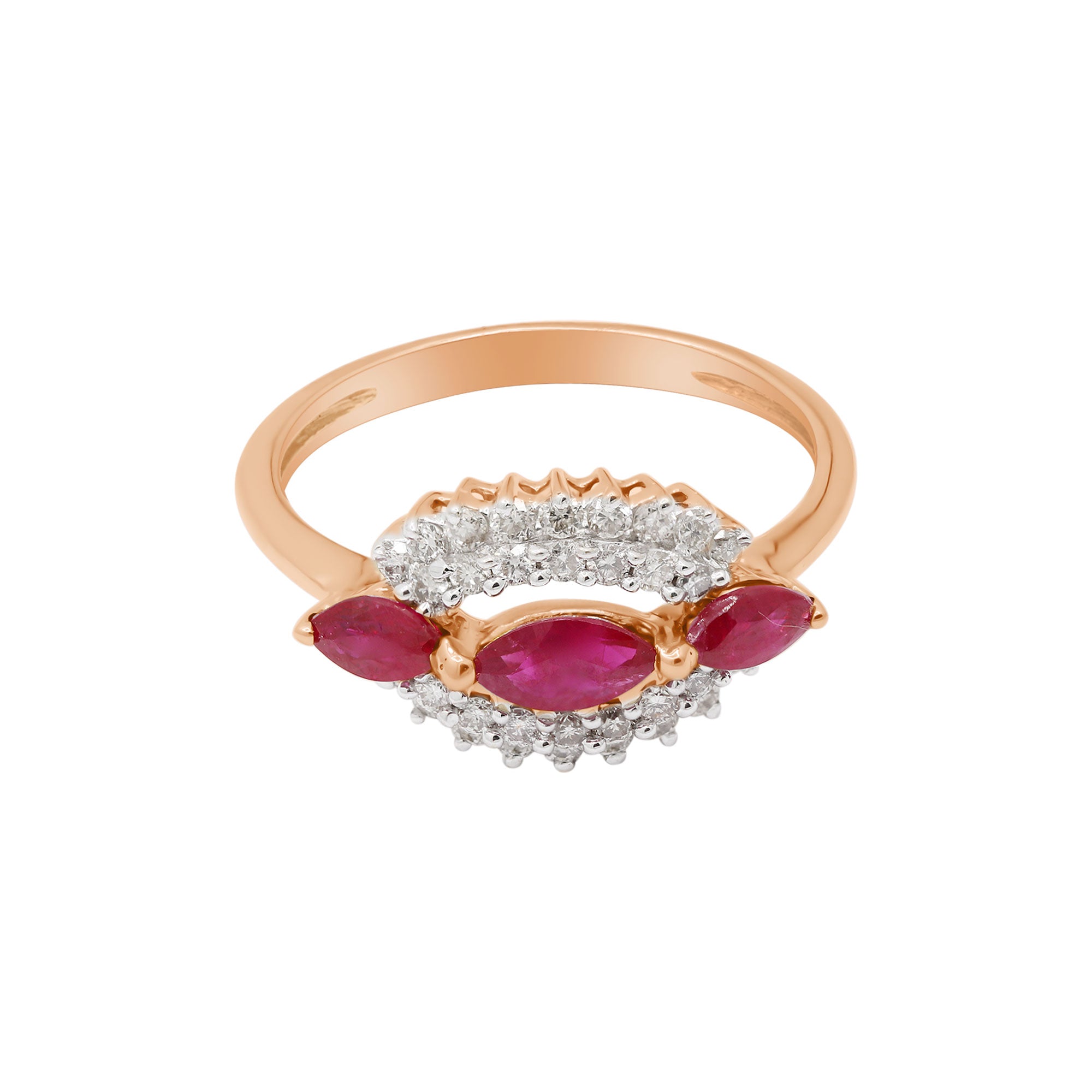 18k Yellow Gold Natural Ruby With Diamond Gold Ring