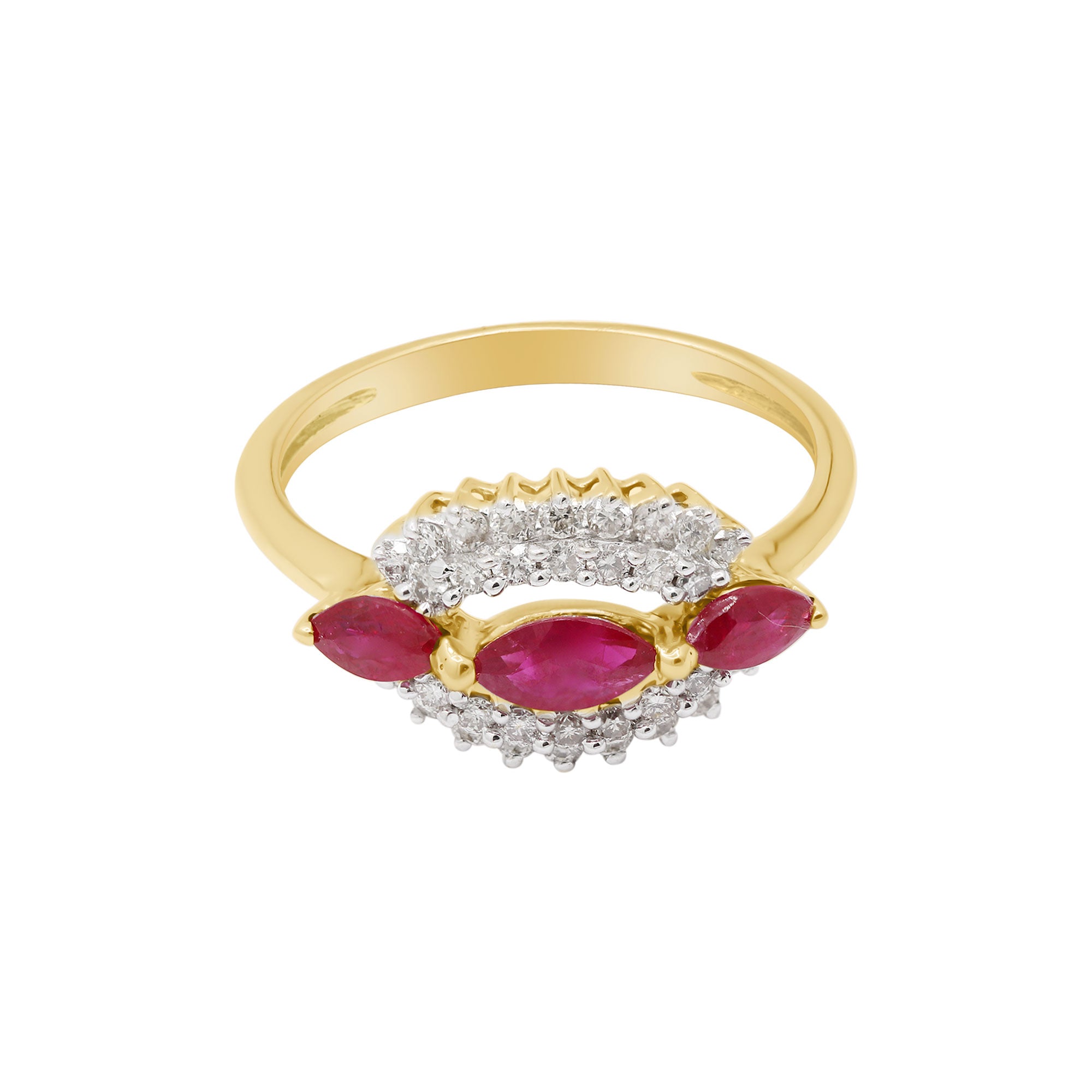 18k Yellow Gold Natural Ruby With Diamond Gold Ring