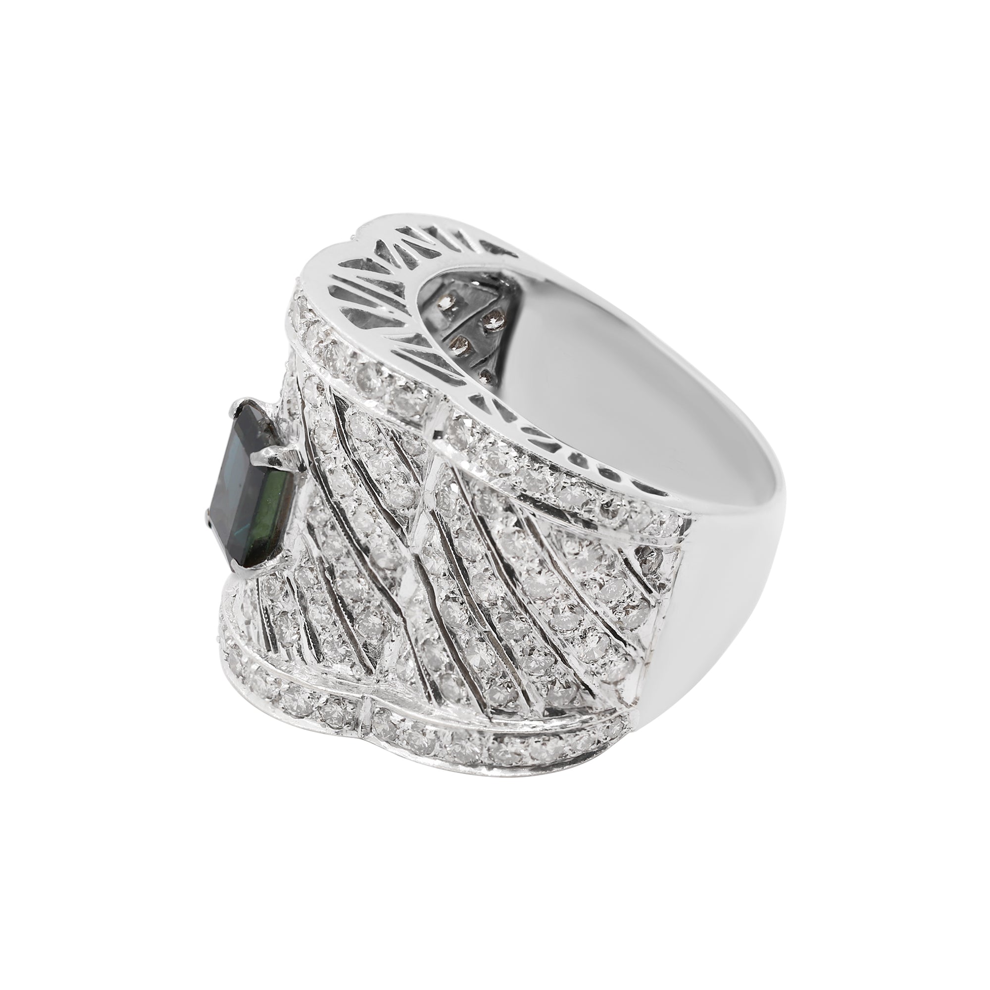 Natural Blue Sapphire & Diamond Unisex 18k Yellow Gold Ring