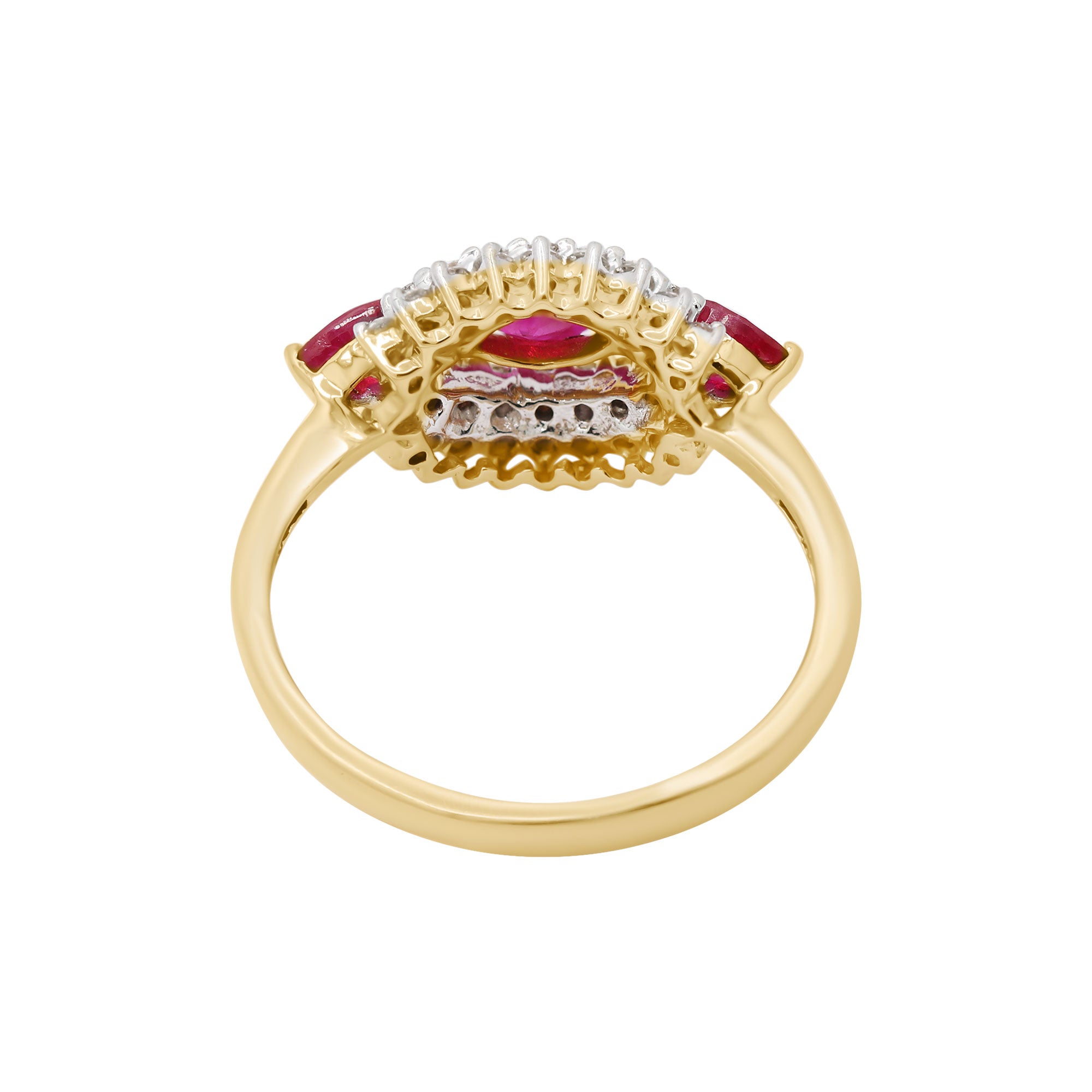 18k Yellow Gold Natural Ruby With Diamond Gold Ring