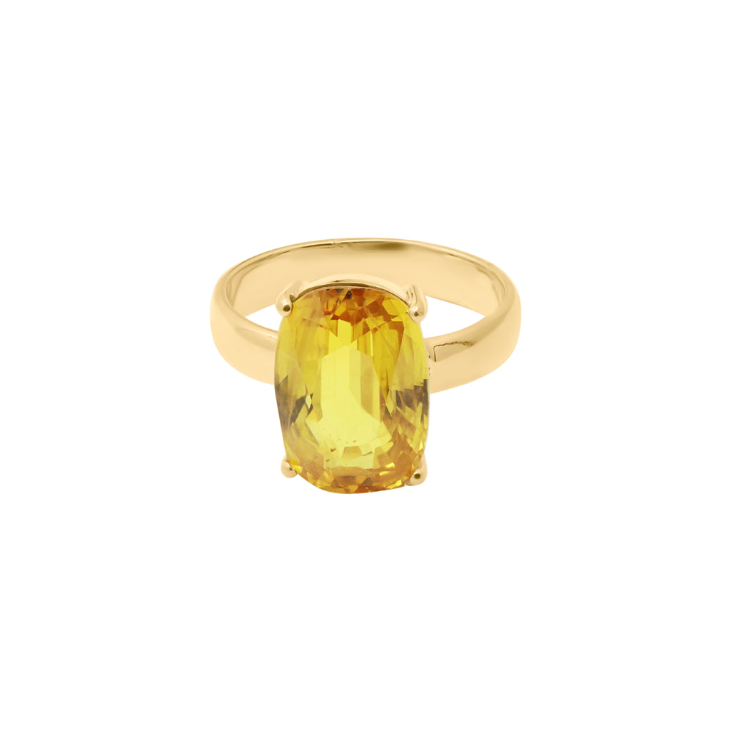 Natural Yellow Sapphire Oval Cut Gemstone 18k Yellow Gold Unisex Ring