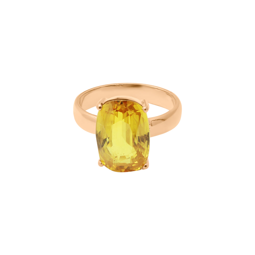 Natural Yellow Sapphire Oval Cut Gemstone 18k Yellow Gold Unisex Ring