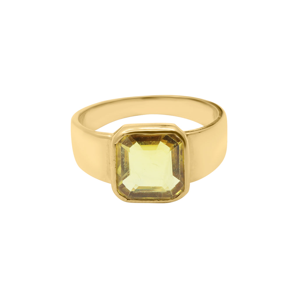Natural Yellow Sapphire 18k Yellow Gold Ring Unisex Gold Ring