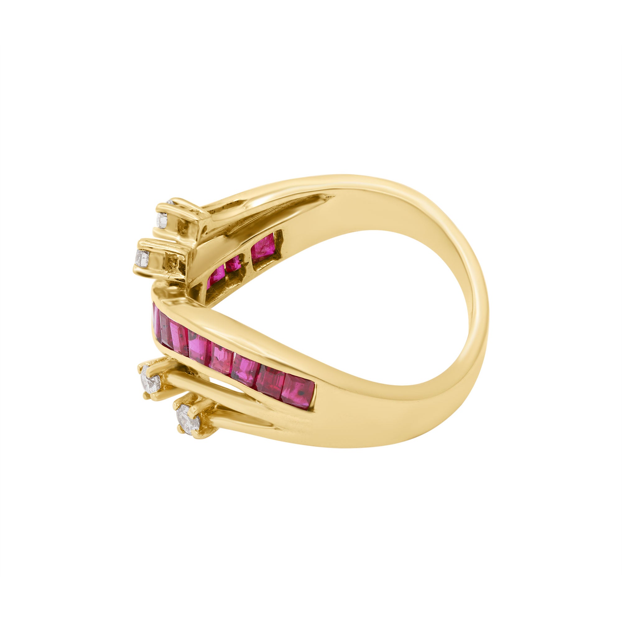Designer Precious Ruby & Diamond Gold Ring In 14k Yellow Gold