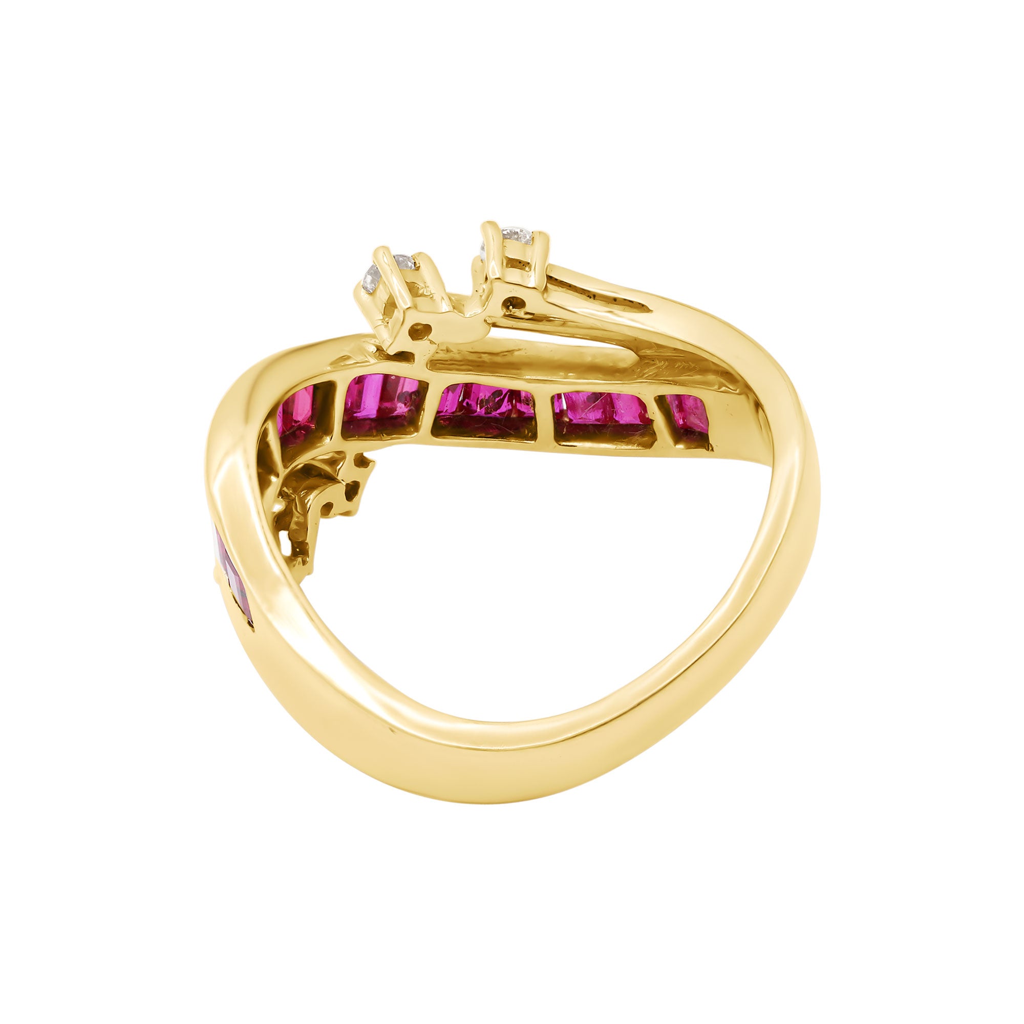 Designer Precious Ruby & Diamond Gold Ring In 14k Yellow Gold