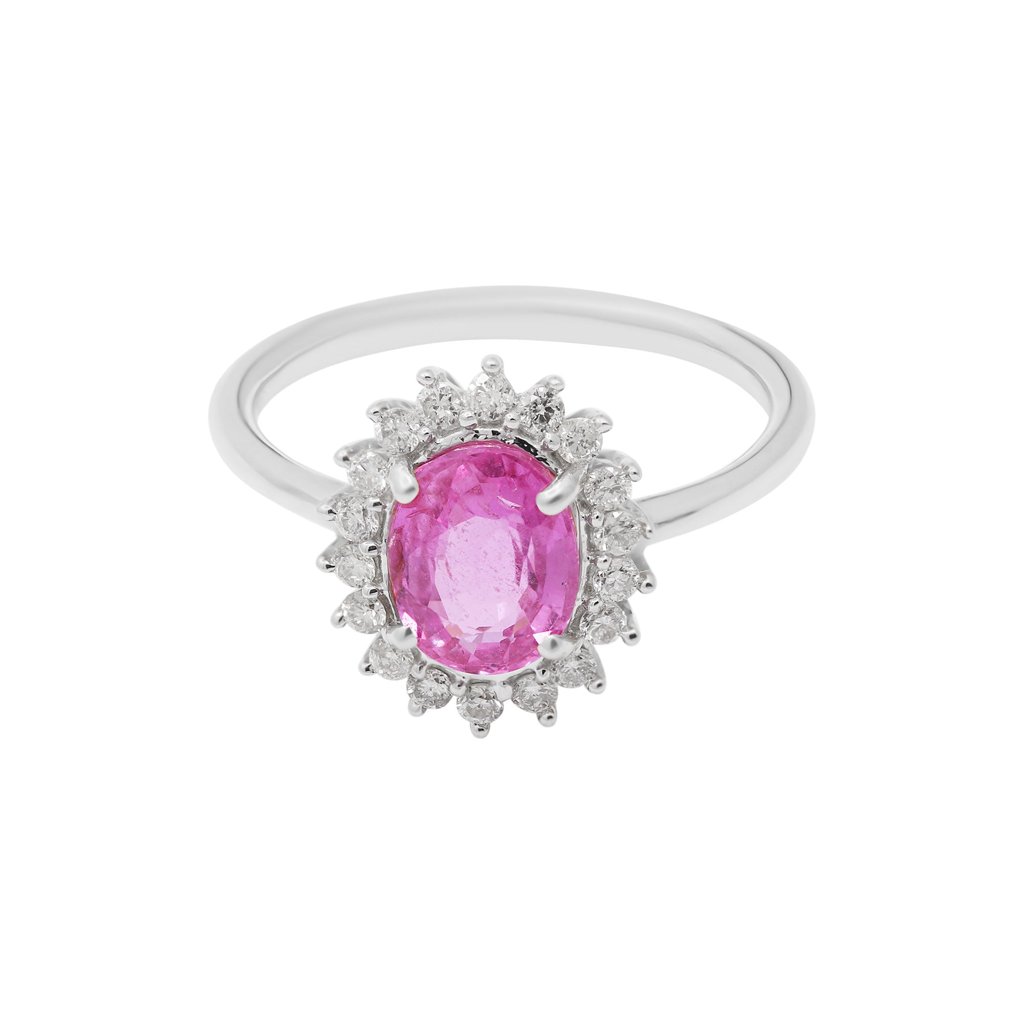 Natural Pink Sapphire And Diamond 14k Yellow Gold Ring