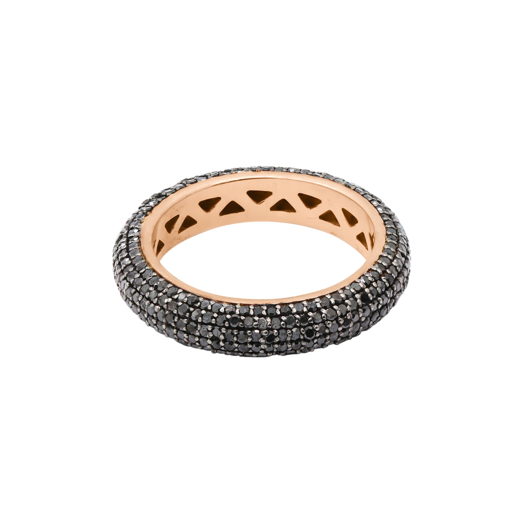 Natural Black Diamond Band 14k Yellow Gold Ring