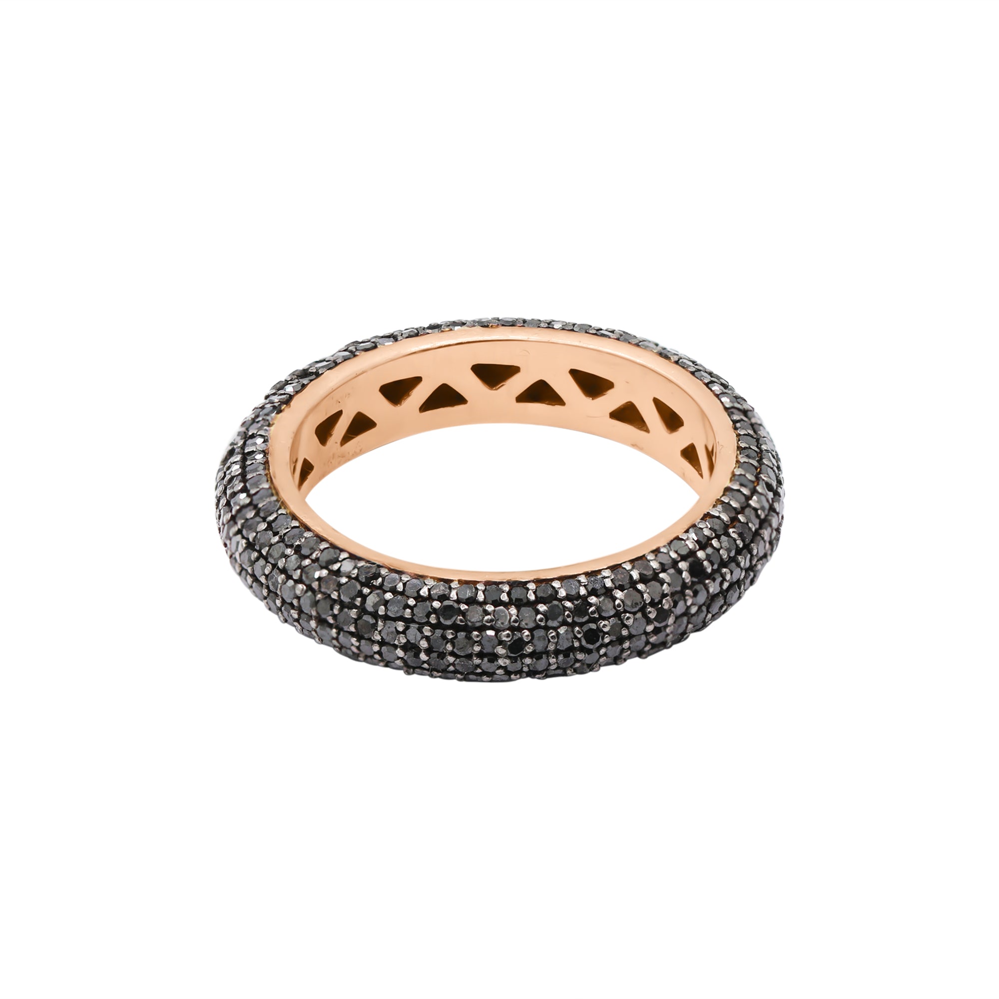 Natural Black Diamond Band 14k Yellow Gold Ring