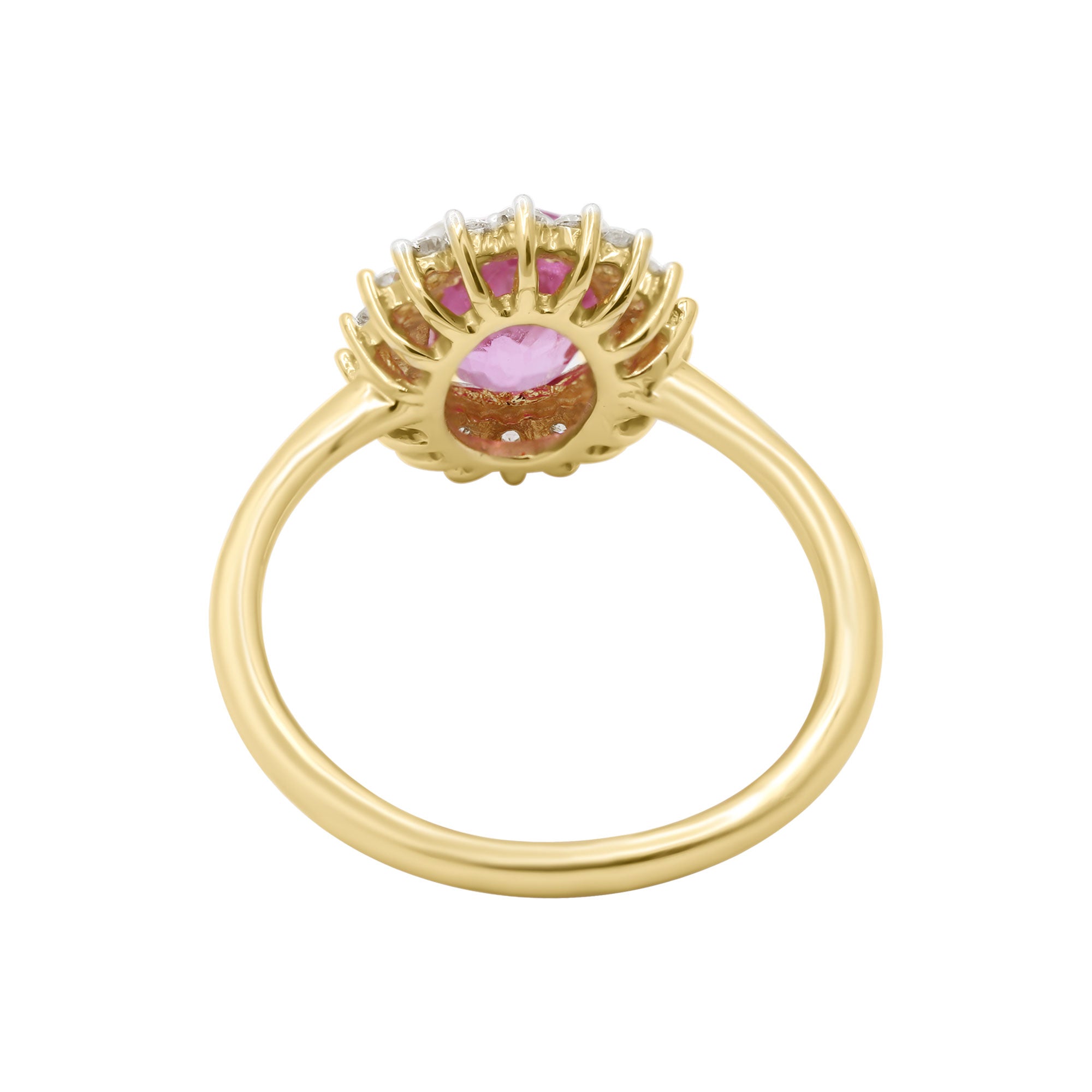 Natural Pink Sapphire And Diamond 14k Yellow Gold Ring