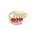 Natural Ruby And Diamond Yellow Gold Band Ring In 18k Yellow Gold