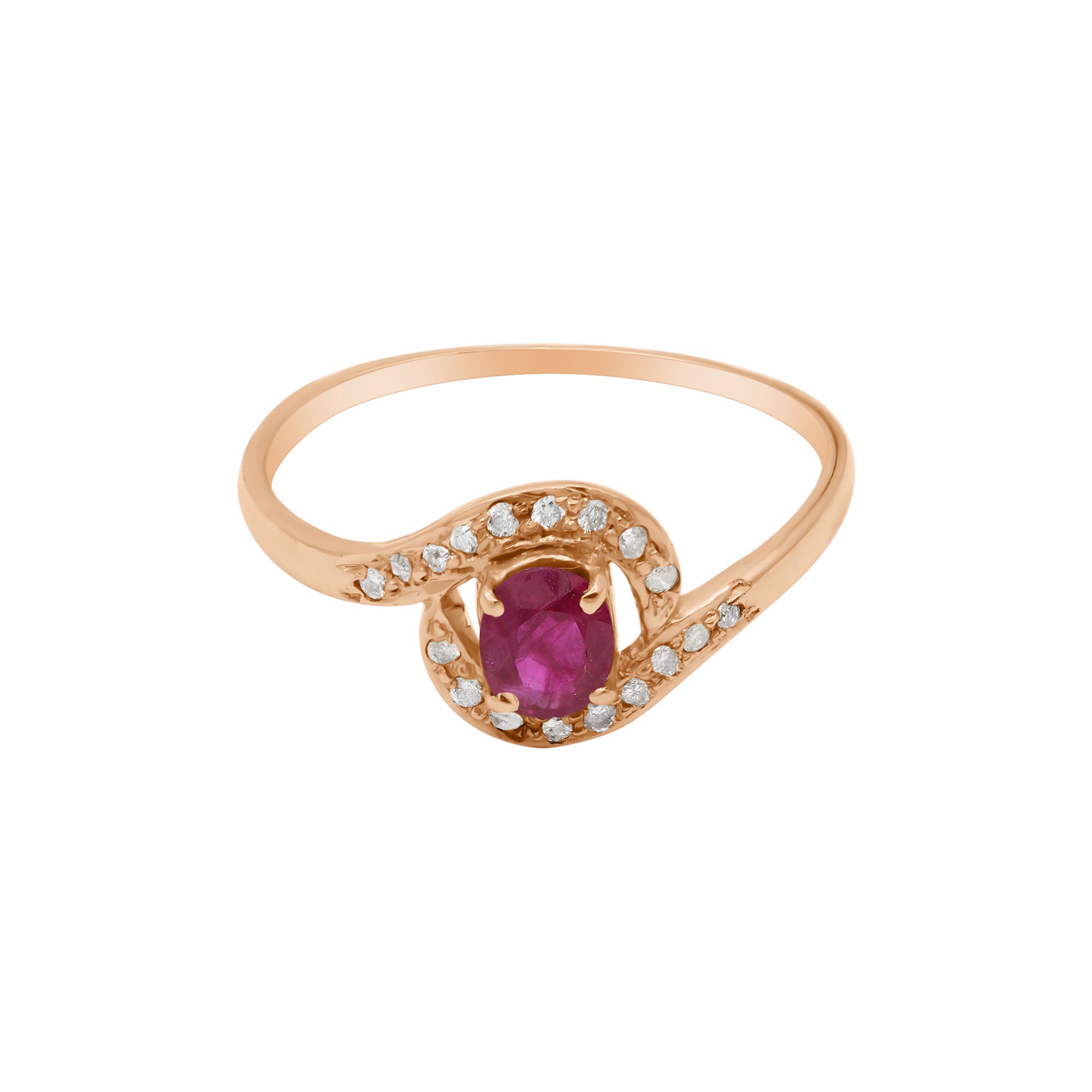 14k Yellow Gold Natural Ruby And Diamond Yellow Gold Ring