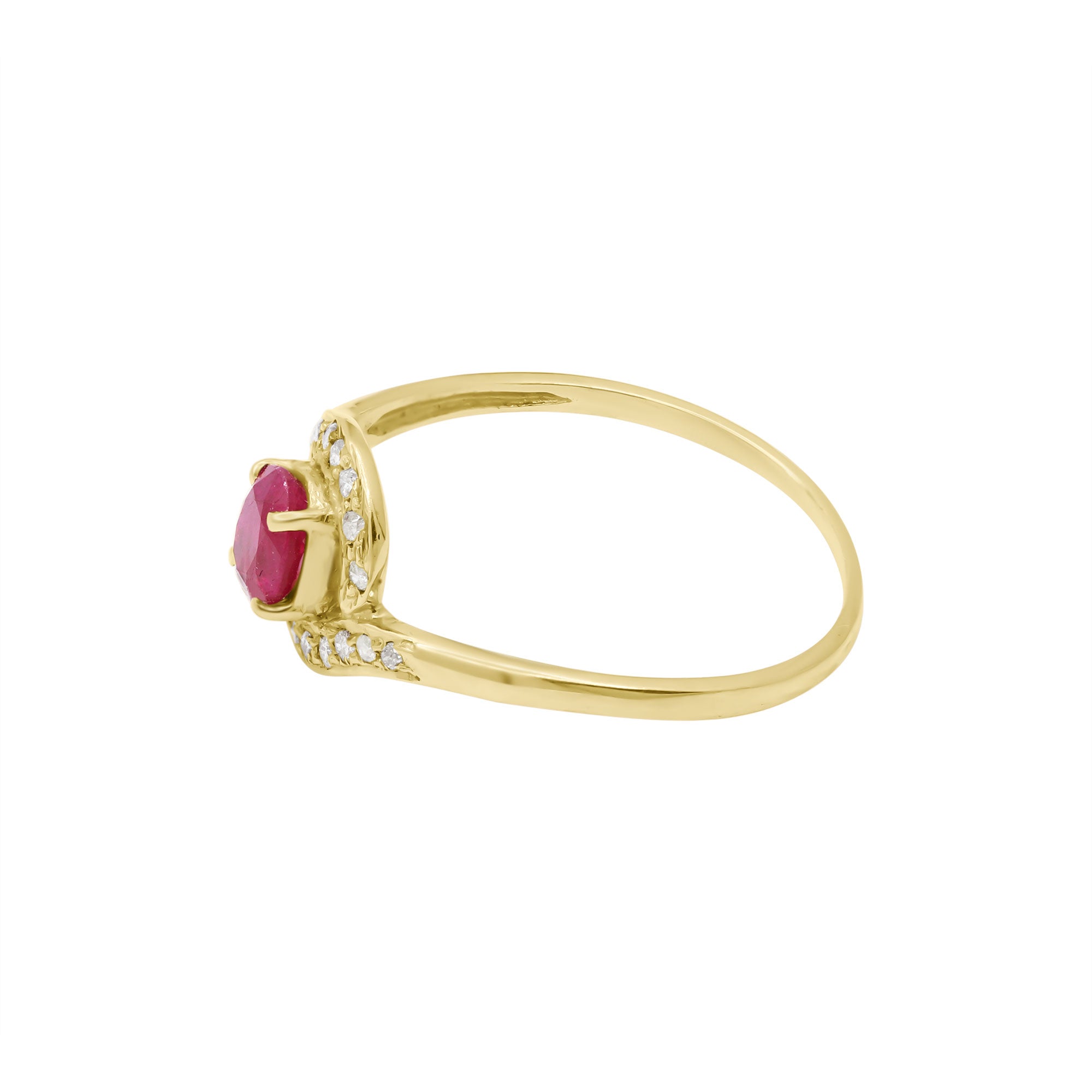 14k Yellow Gold Natural Ruby And Diamond Yellow Gold Ring