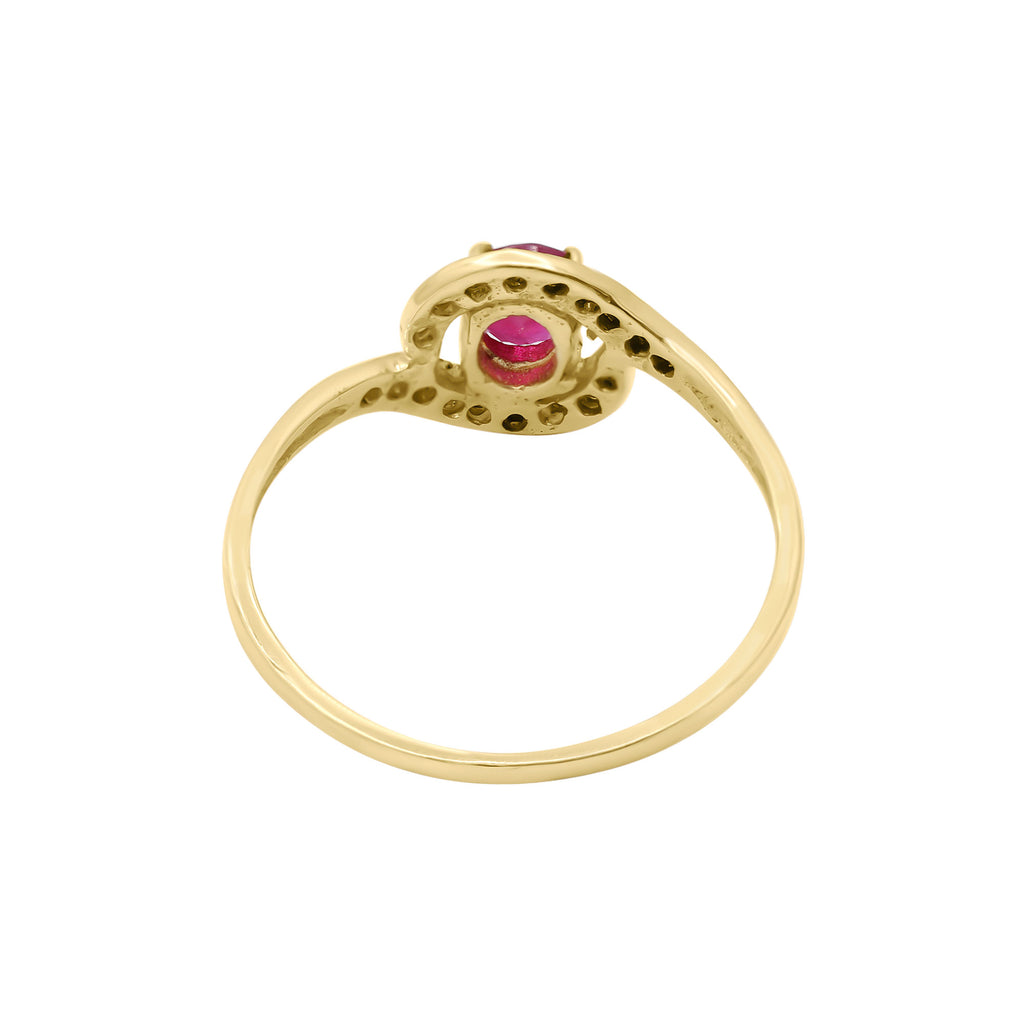 14k Yellow Gold Natural Ruby And Diamond Yellow Gold Ring
