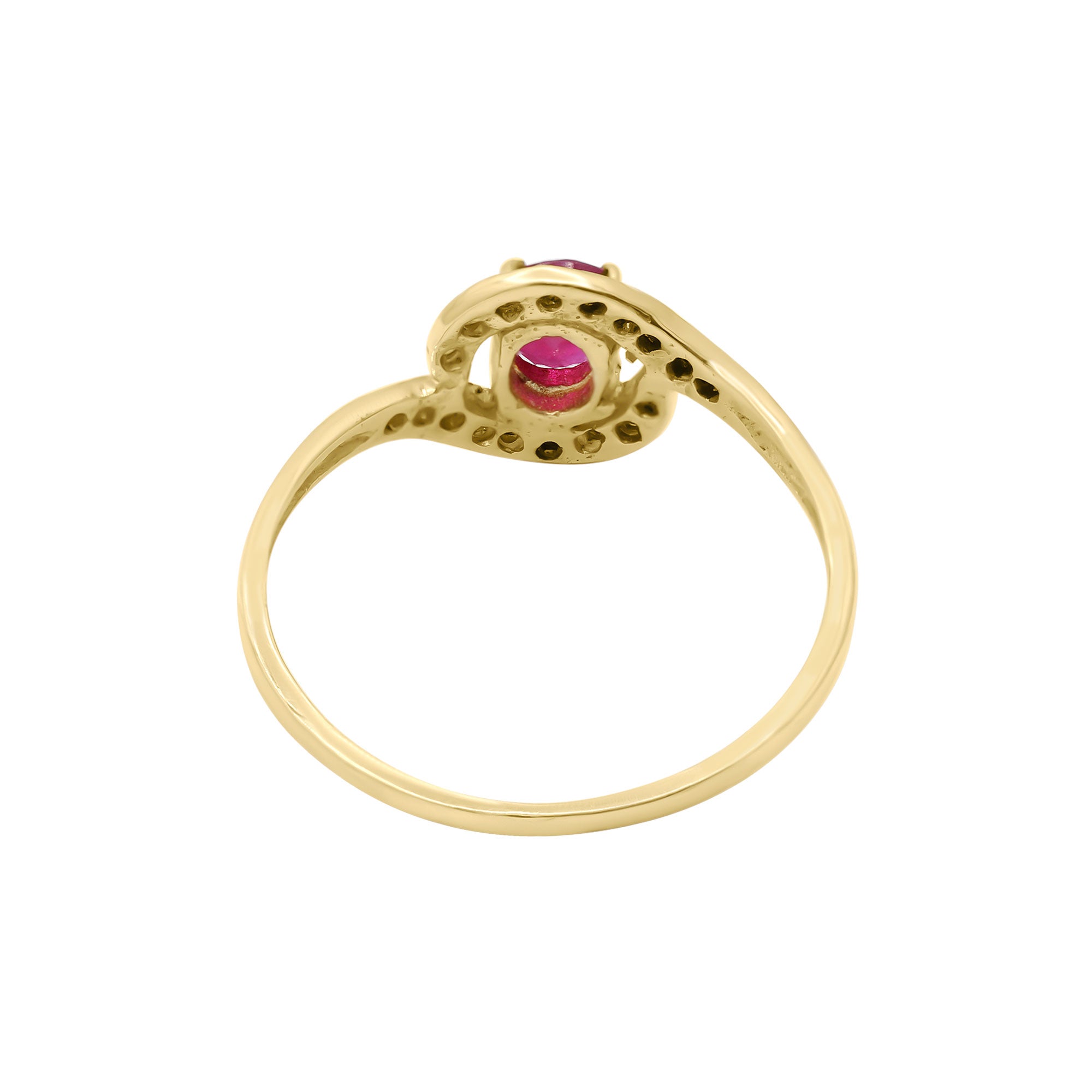 14k Yellow Gold Natural Ruby And Diamond Yellow Gold Ring