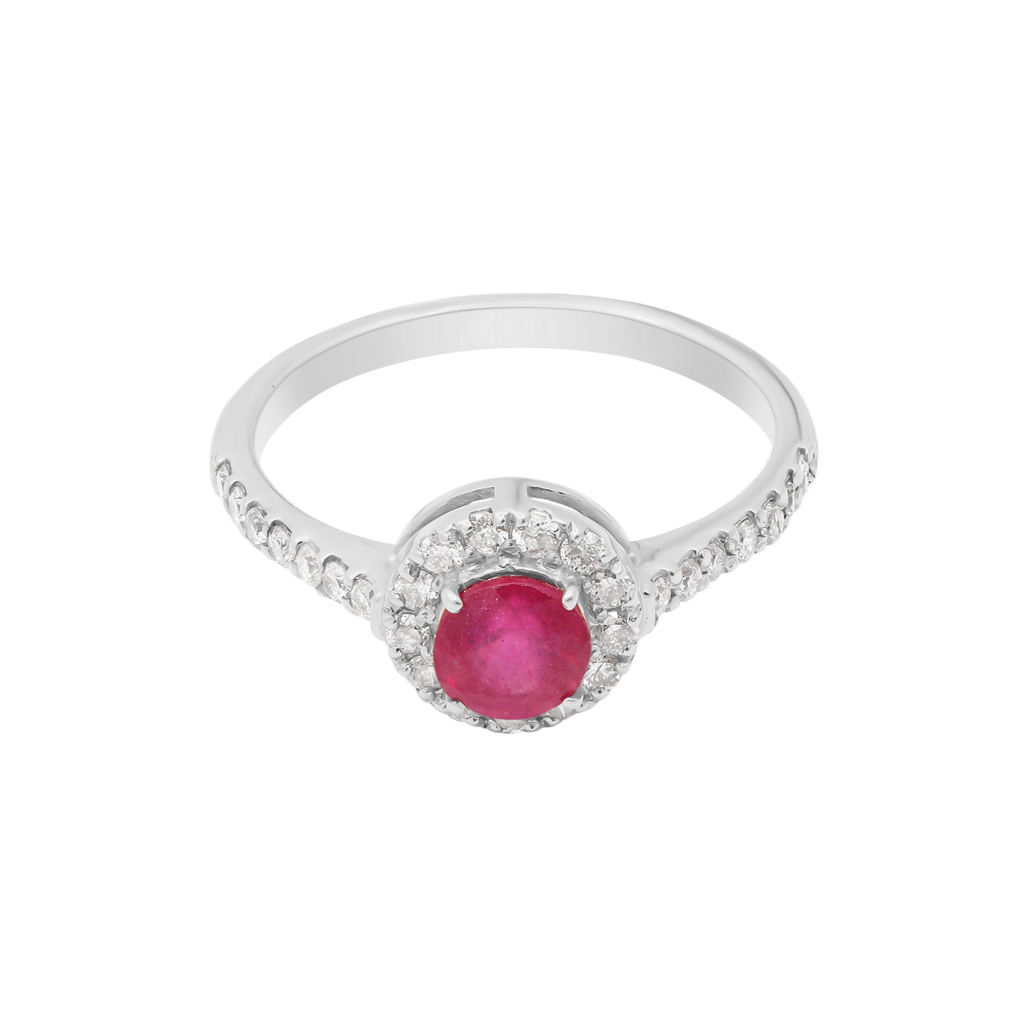 18k Yellow Gold Natural Round Ruby And Diamond Yellow Gold Ring