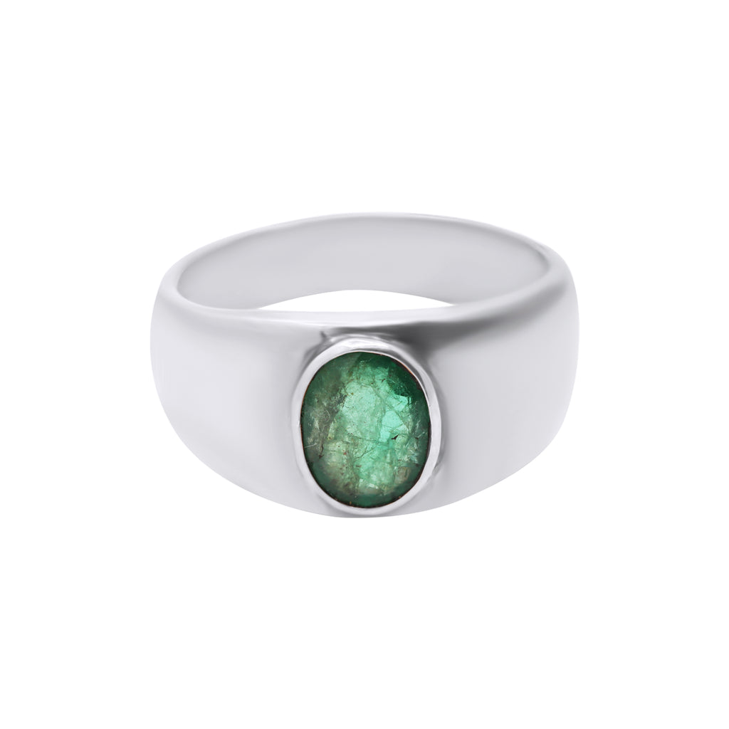 Oval Shaped Natural Emerald 18k Rose Gold Ring