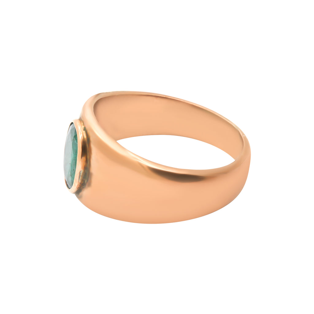 Oval Shaped Natural Emerald 18k Rose Gold Ring