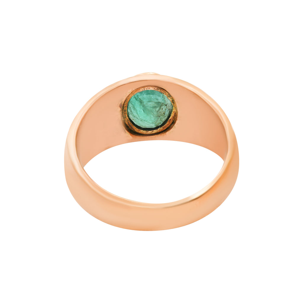 Oval Shaped Natural Emerald 18k Rose Gold Ring