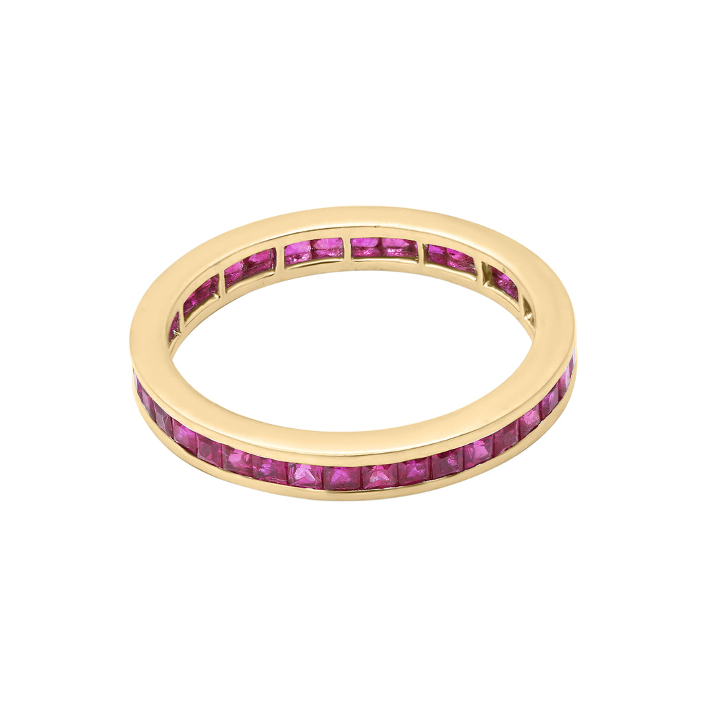 Natural Ruby Band In 18k White Gold Ring