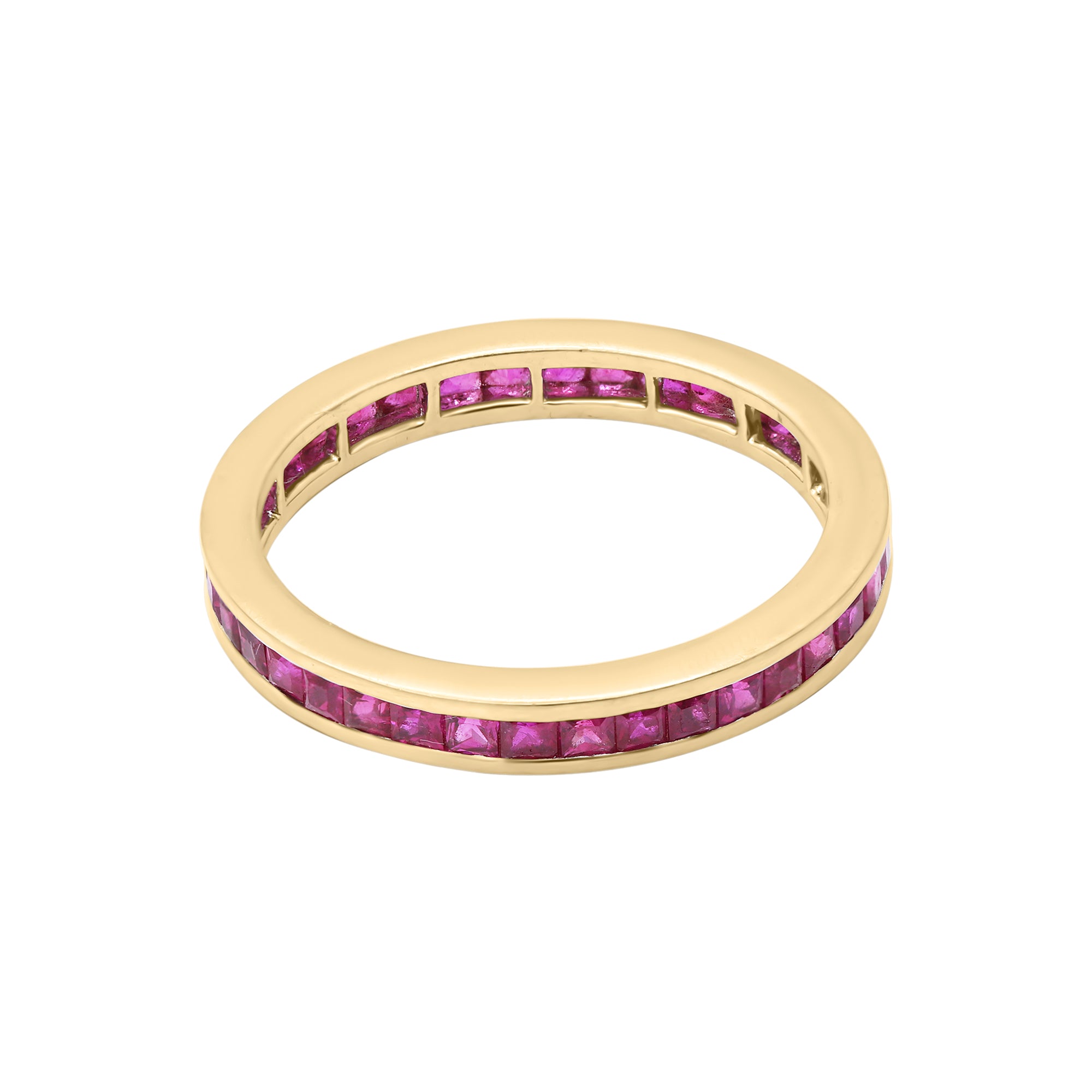 Natural Ruby Band In 18k White Gold Ring