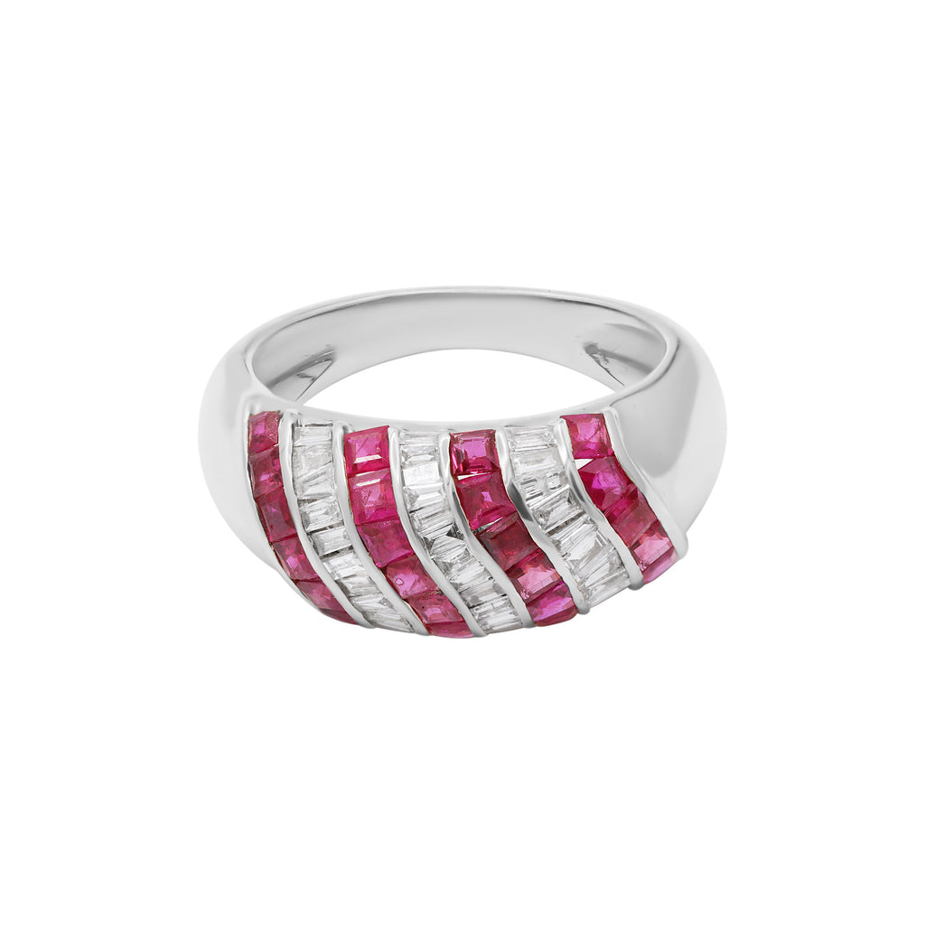 Precious Ruby With Diamond Gold Ring In 14k Yellow Gold