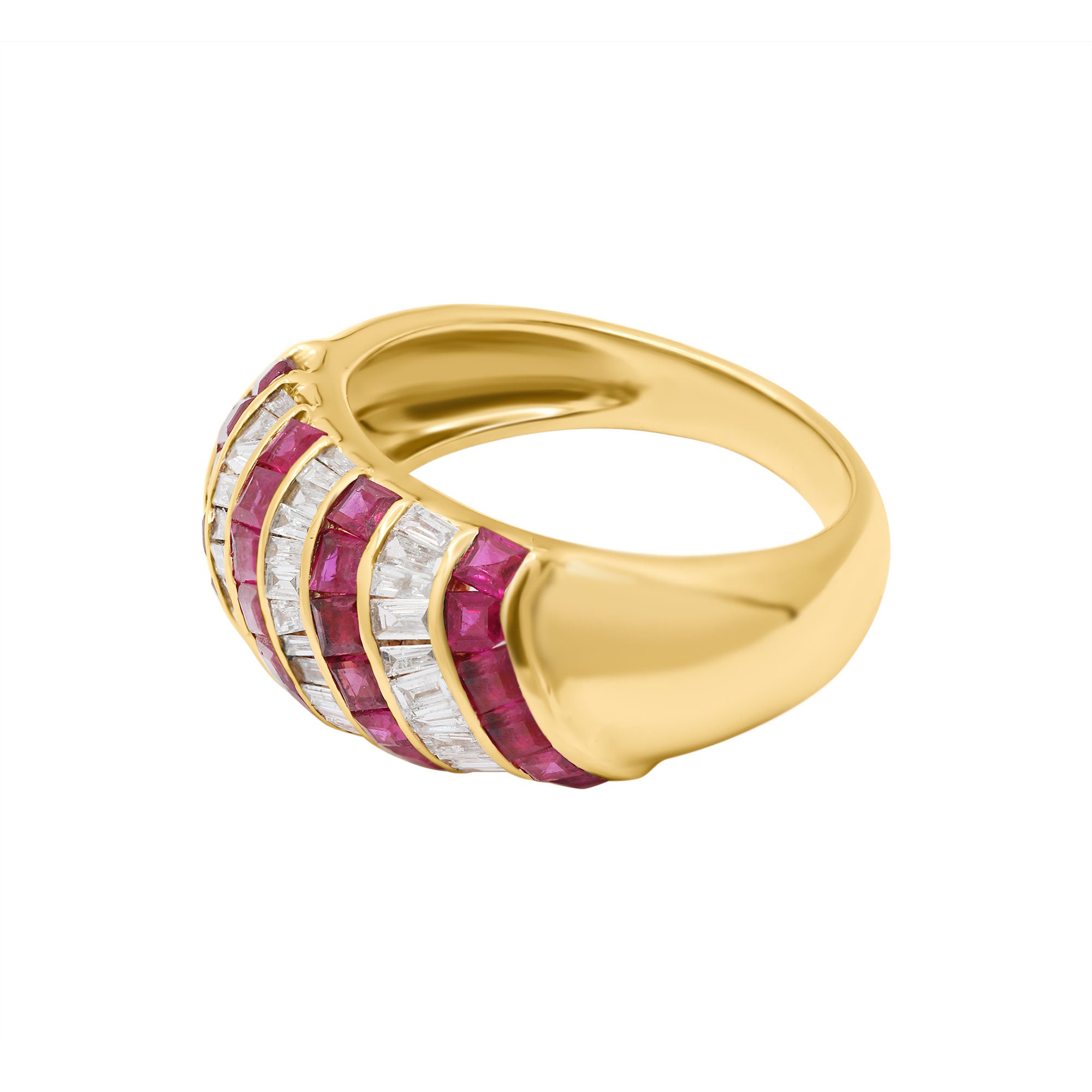 Precious Ruby With Diamond Gold Ring In 14k Yellow Gold