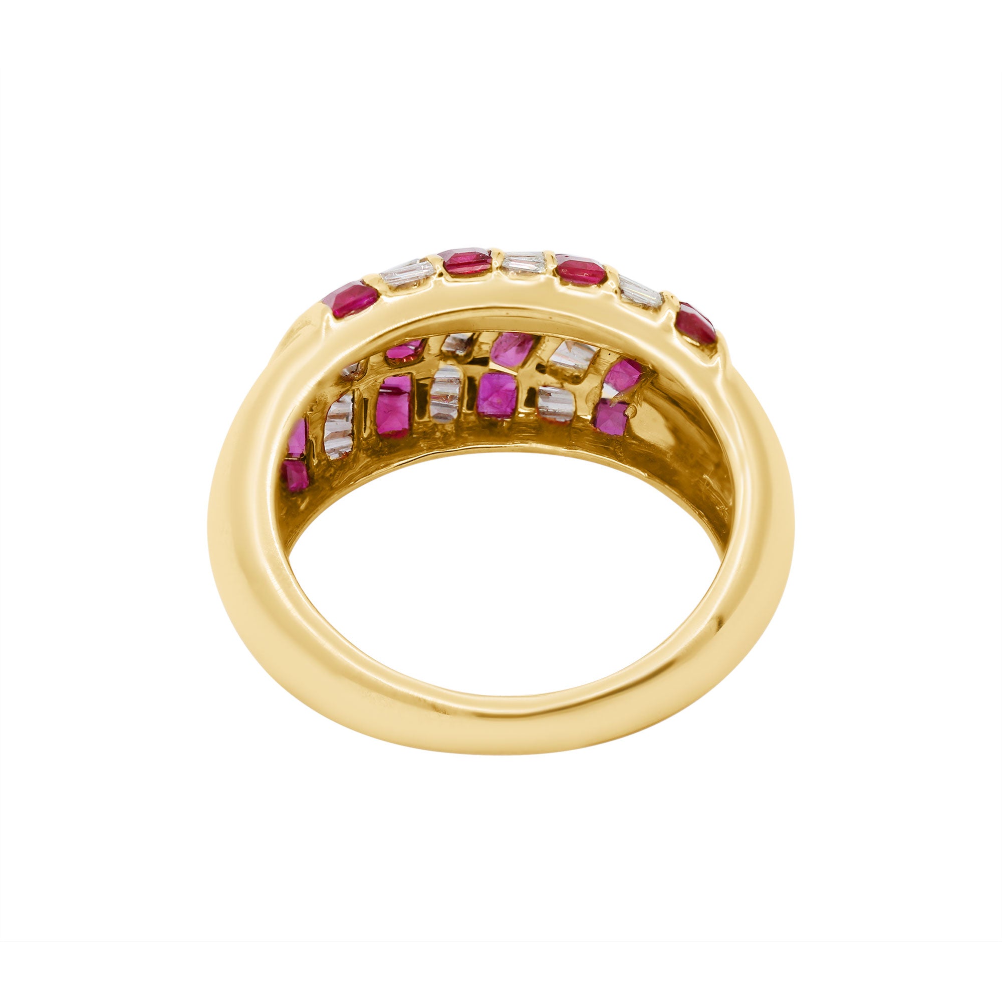 Precious Ruby With Diamond Gold Ring In 14k Yellow Gold