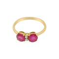 18k Yellow Gold Natural Round Ruby With Diamond Ring