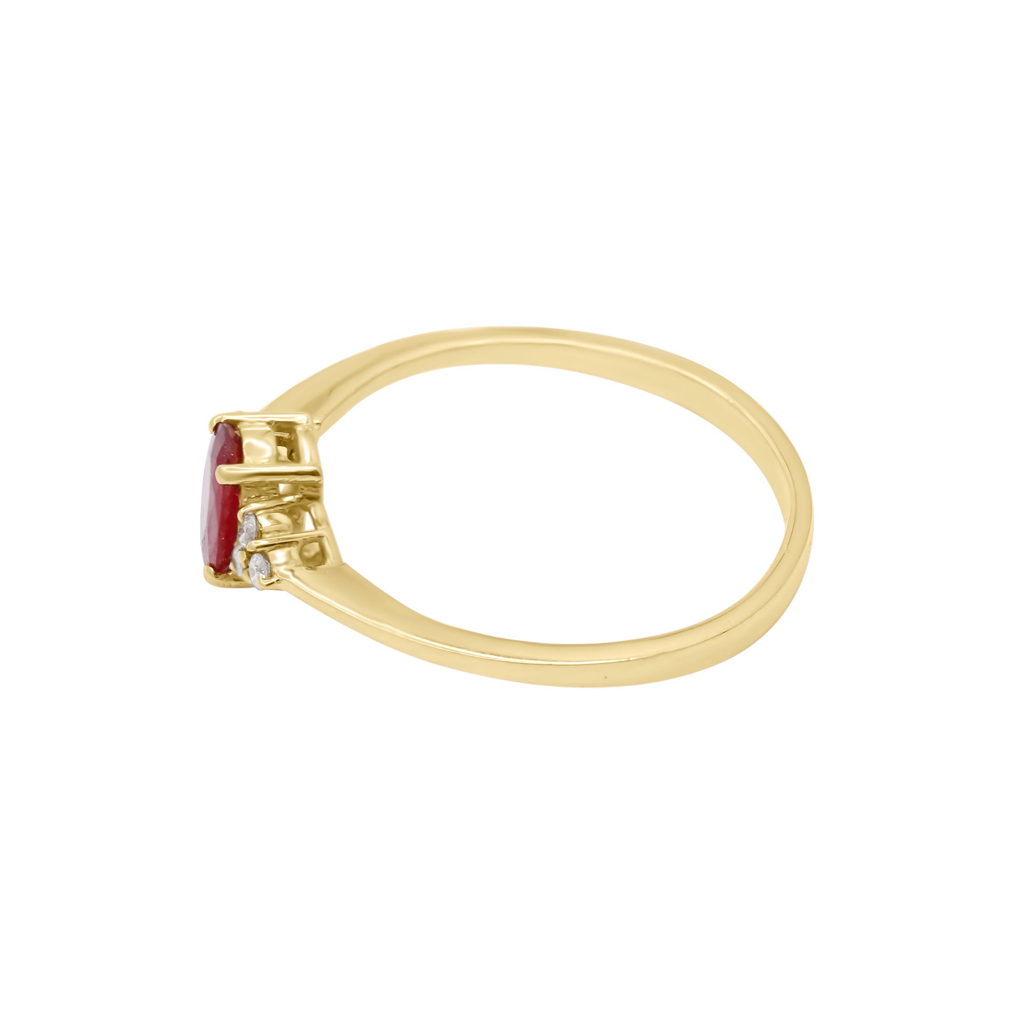 14k Yellow Gold Natural Ruby Oval Cut Gemstone With Diamond Gold Ring