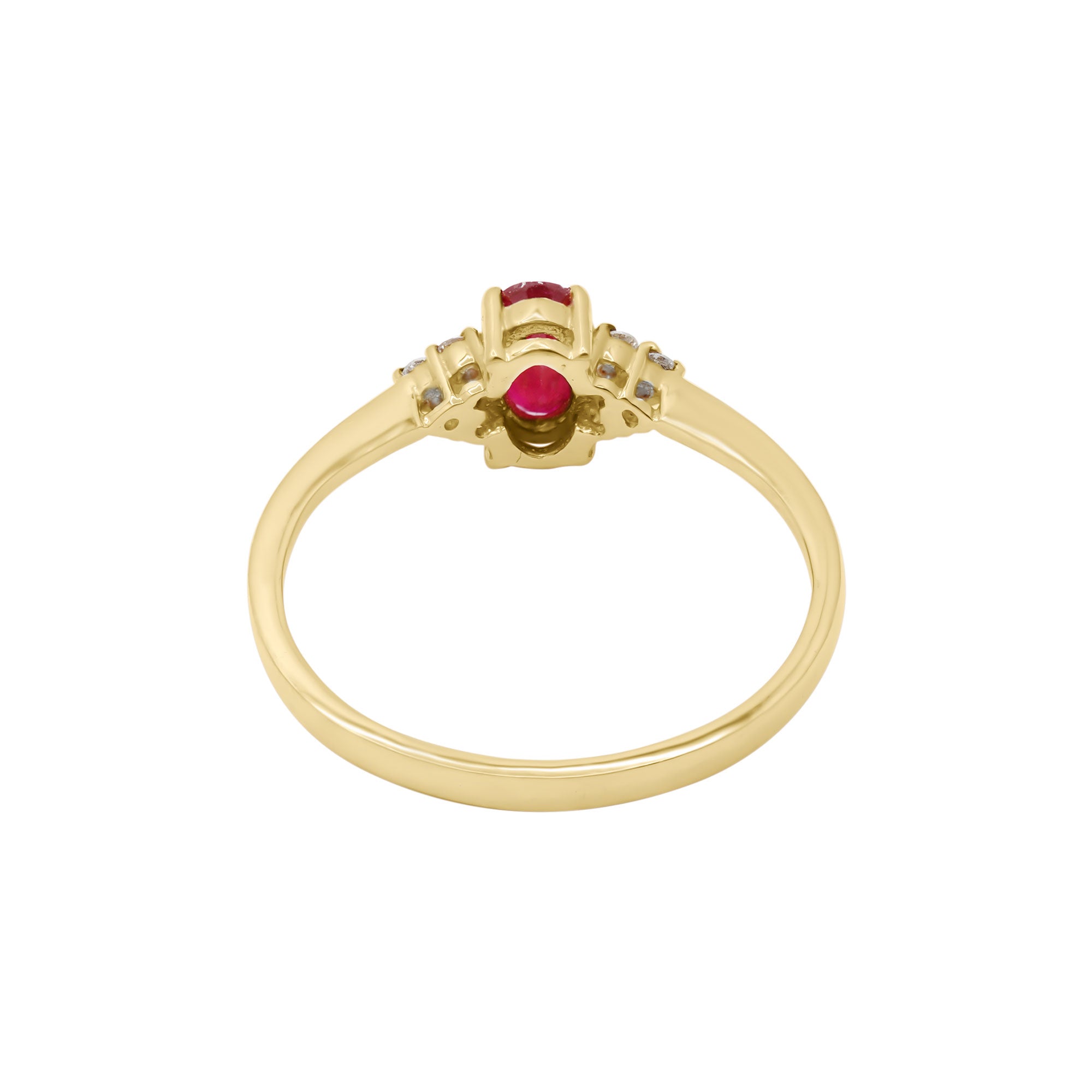 14k Yellow Gold Natural Ruby Oval Cut Gemstone With Diamond Gold Ring