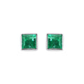 Natural Square Emerald Stud Earrings In 18k White Gold Unisex Emerald Studs