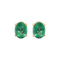 Natural Emerald Oval Cut Gemstone Stud Earrings In 14k Yellow Gold