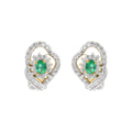 Natural Emerald And Diamond 18k Gold Stud Beautiful Earring