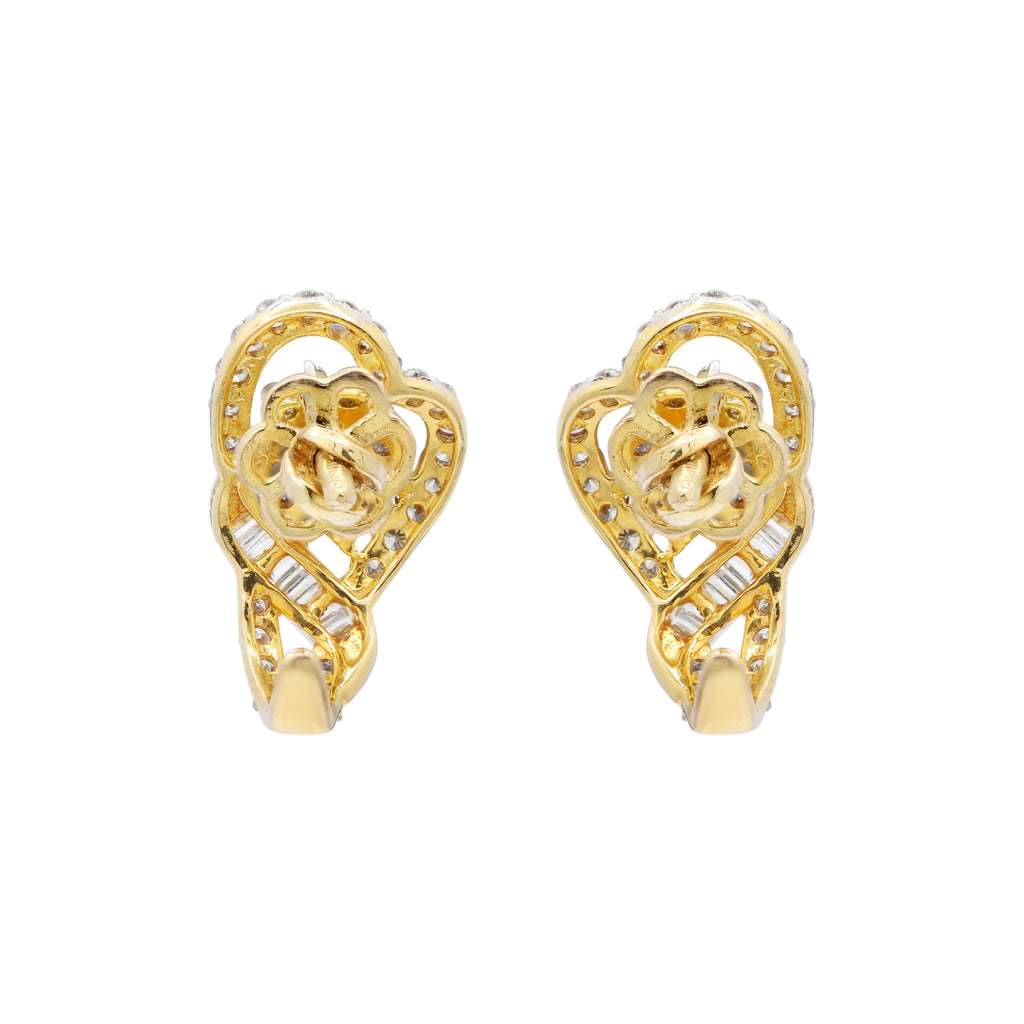 Natural Emerald And Diamond 18k Gold Stud Beautiful Earring