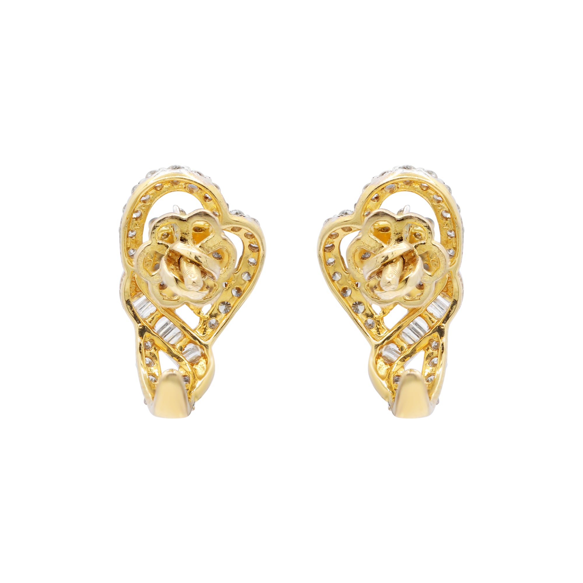 Natural Emerald And Diamond 18k Gold Stud Beautiful Earring