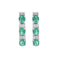 Natural Emerald With Diamond Drop Dangle Earring In 18k Gold