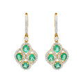 Natural Emerald With Diamond 18k Yellow Gold Designer Drop Earrings