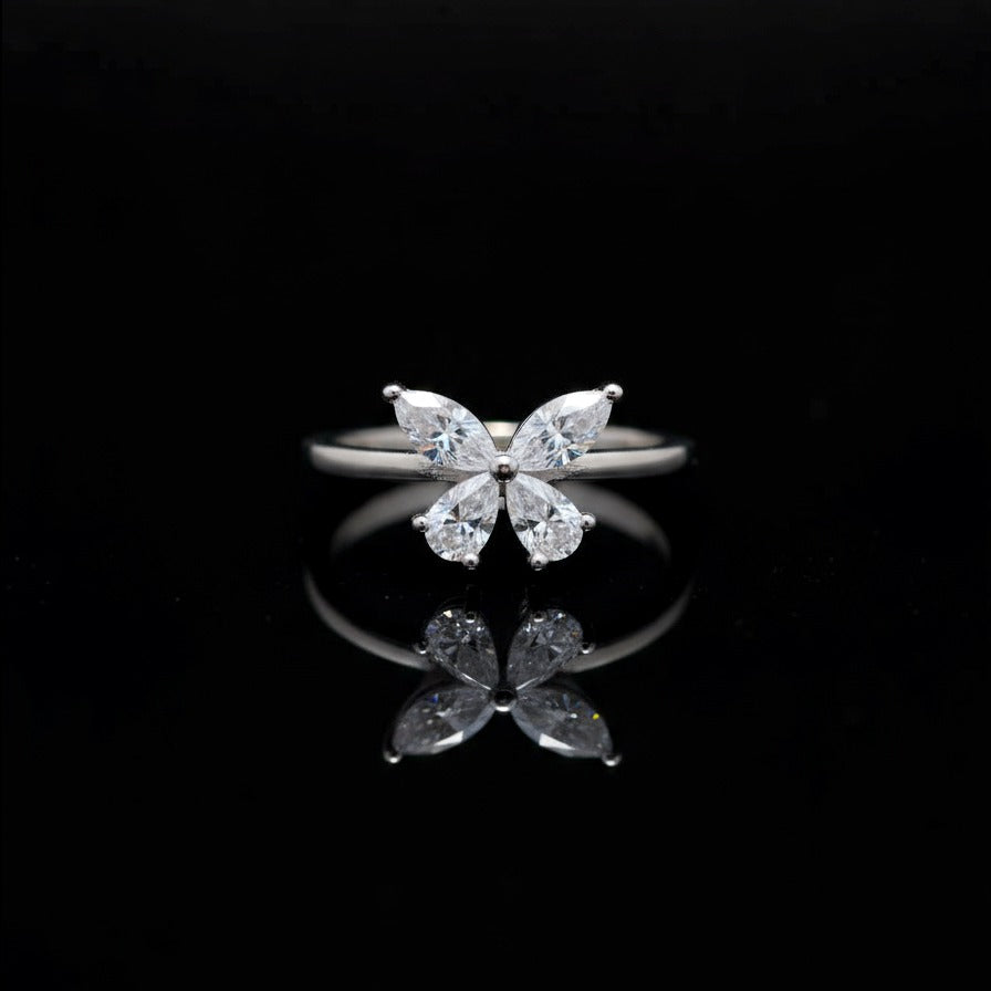 925 Sterling Silver Butterfly Ring | CZ Gemstone Promise Ring | Handmade Jewelry