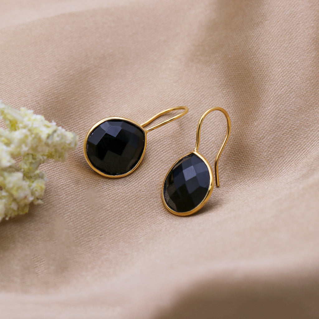Natural Black Onyx Dangle | Faceted Gemstone Dangle | Handmade Jewerly.