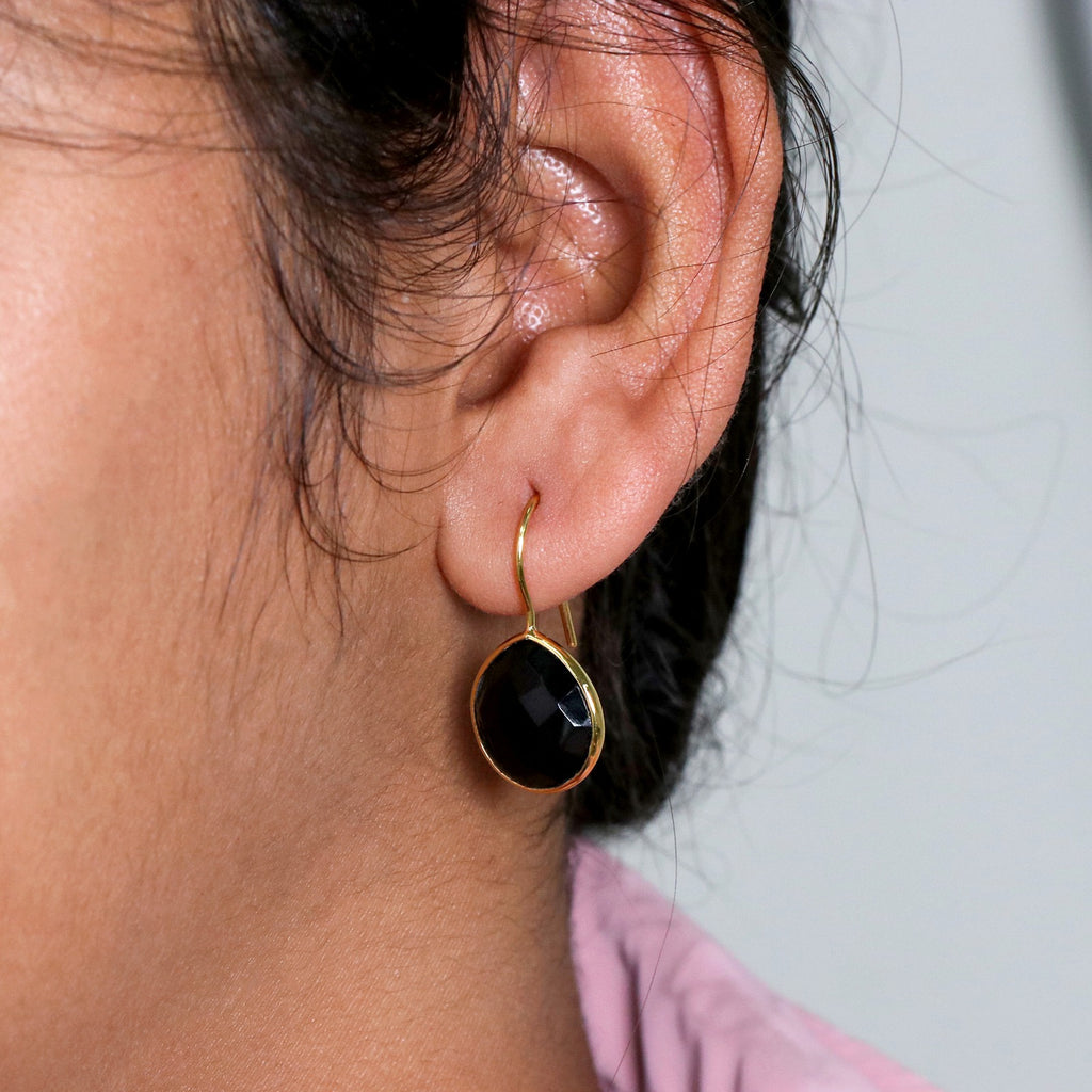 Natural Black Onyx Dangle | Faceted Gemstone Dangle | Handmade Jewerly.