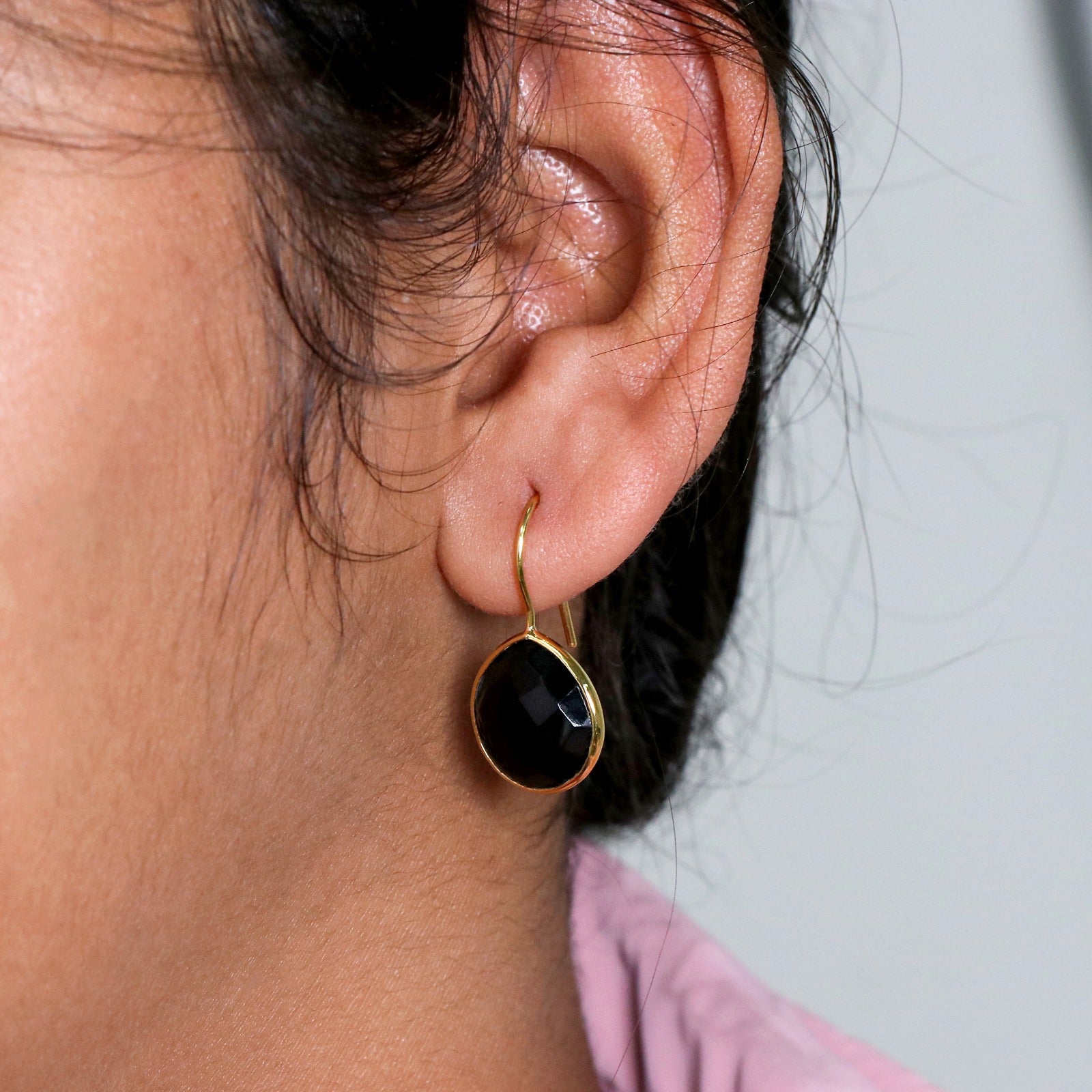 Natural Black Onyx Dangle | Faceted Gemstone Dangle | Handmade Jewerly.