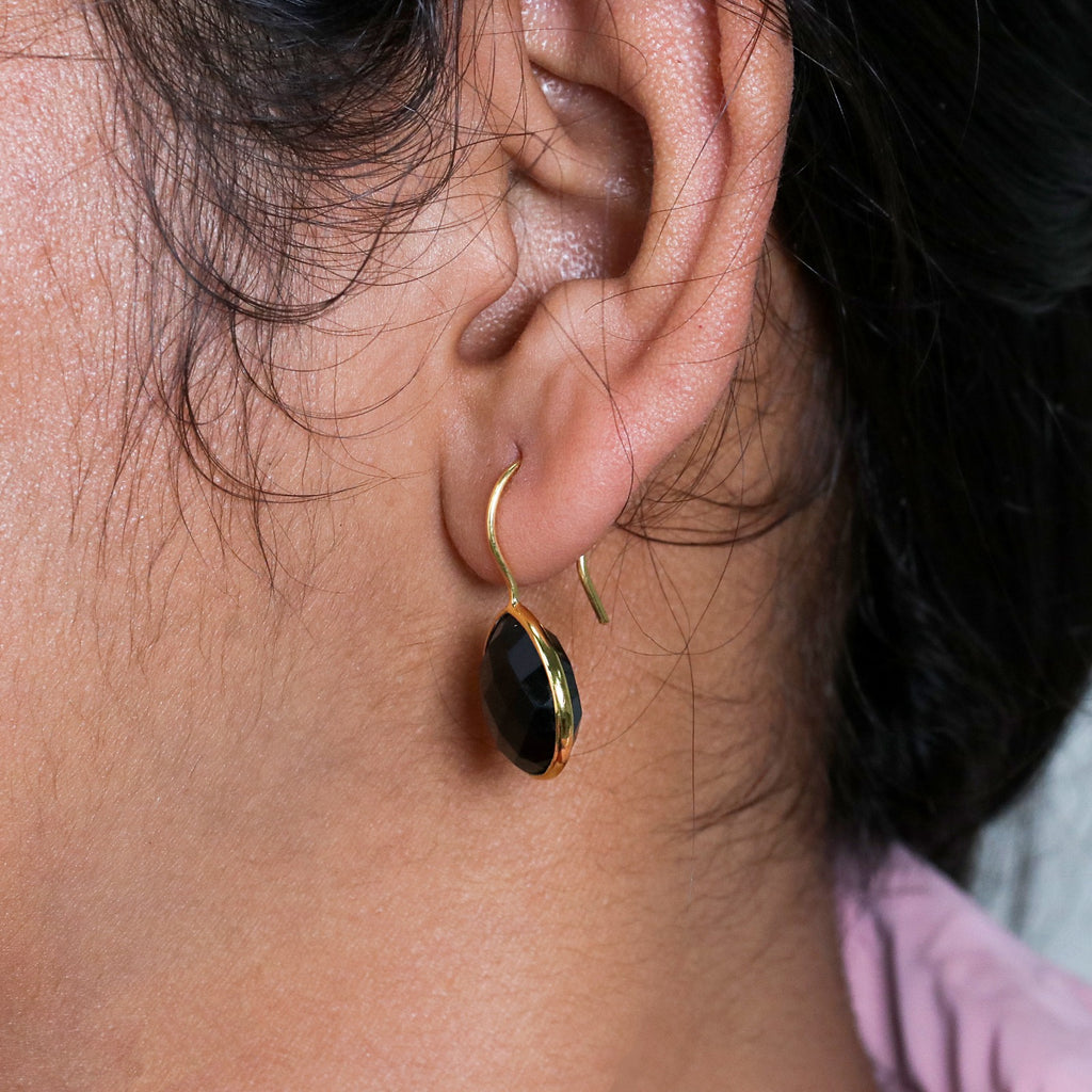 Natural Black Onyx Dangle | Faceted Gemstone Dangle | Handmade Jewerly.