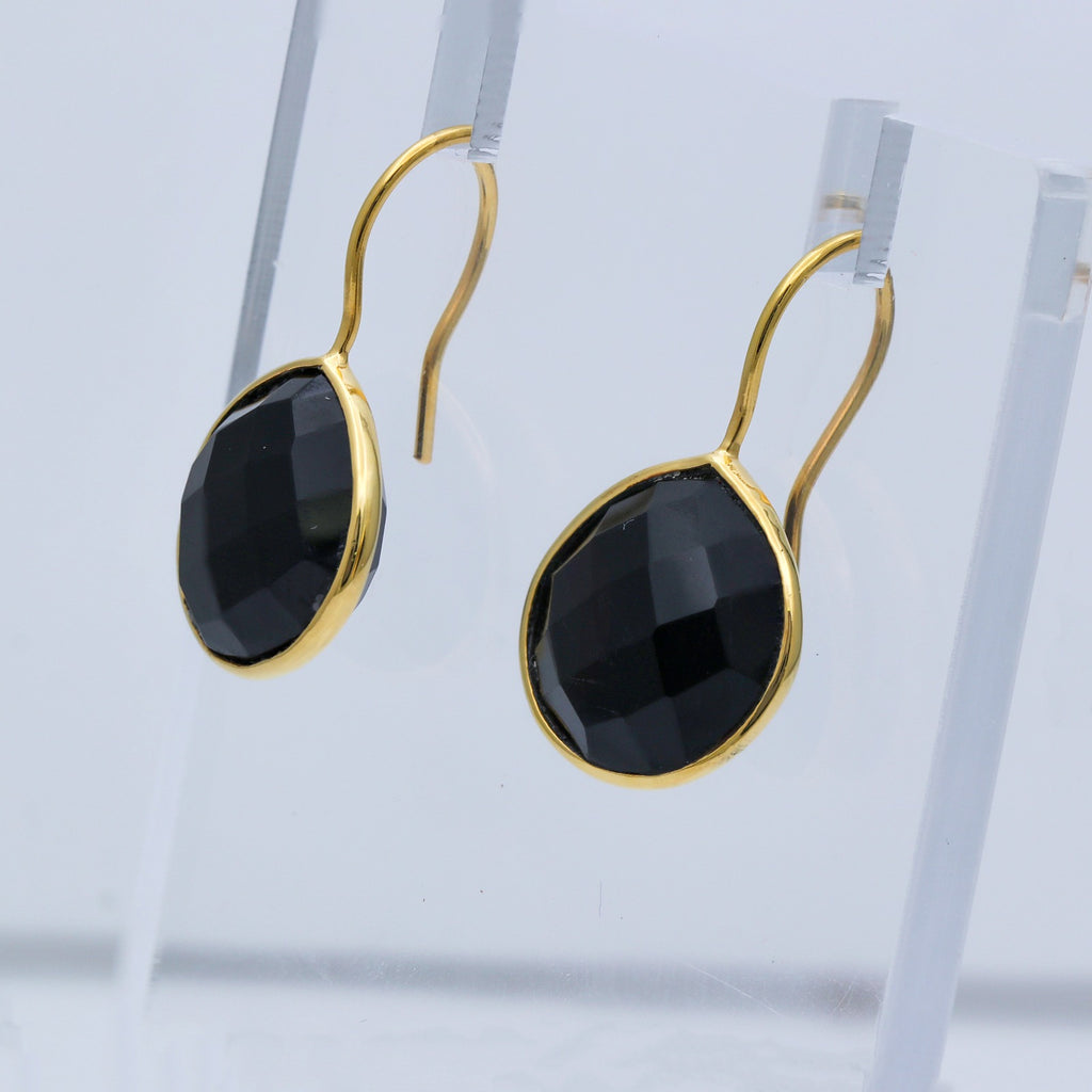 Natural Black Onyx Dangle | Faceted Gemstone Dangle | Handmade Jewerly.