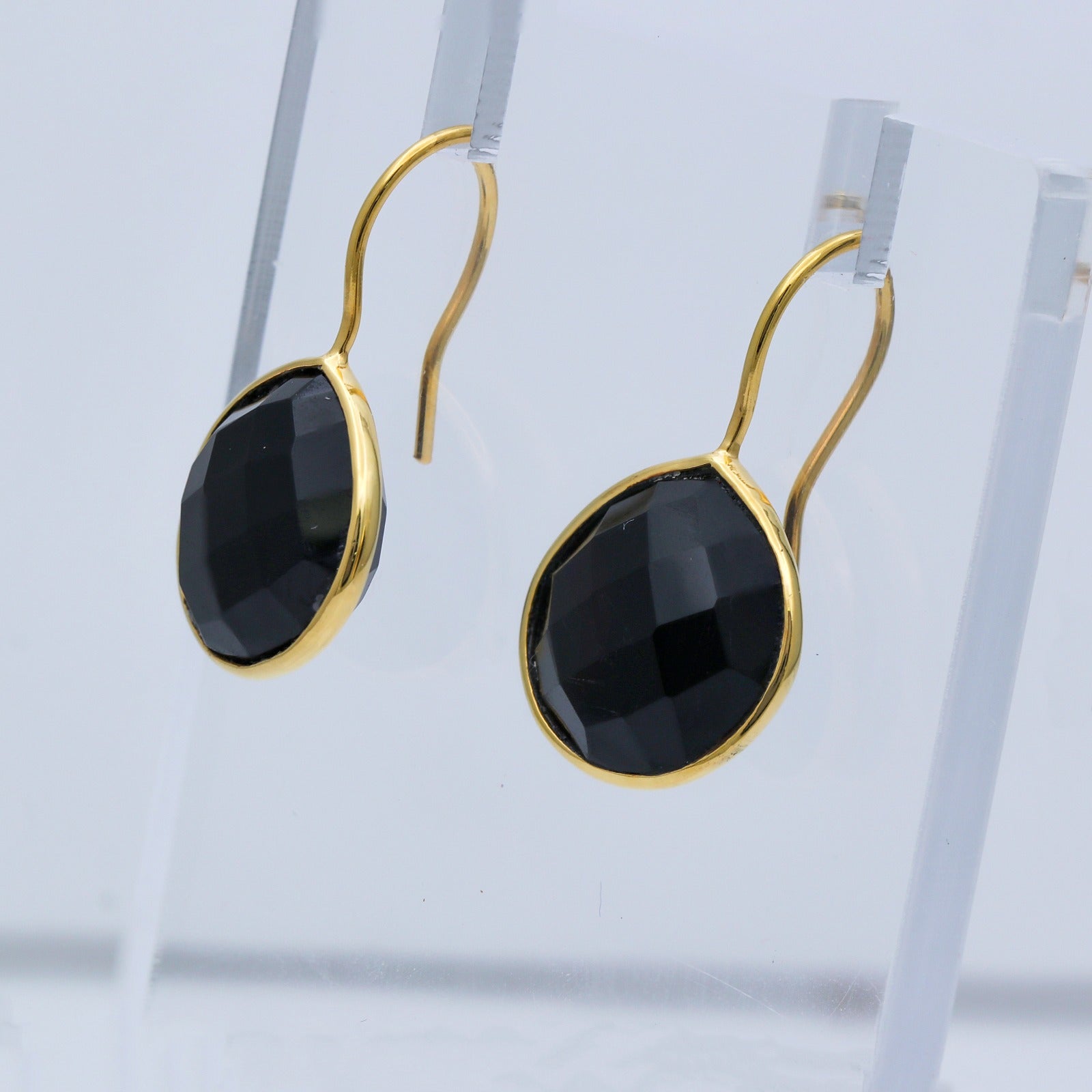 Natural Black Onyx Dangle | Faceted Gemstone Dangle | Handmade Jewerly.