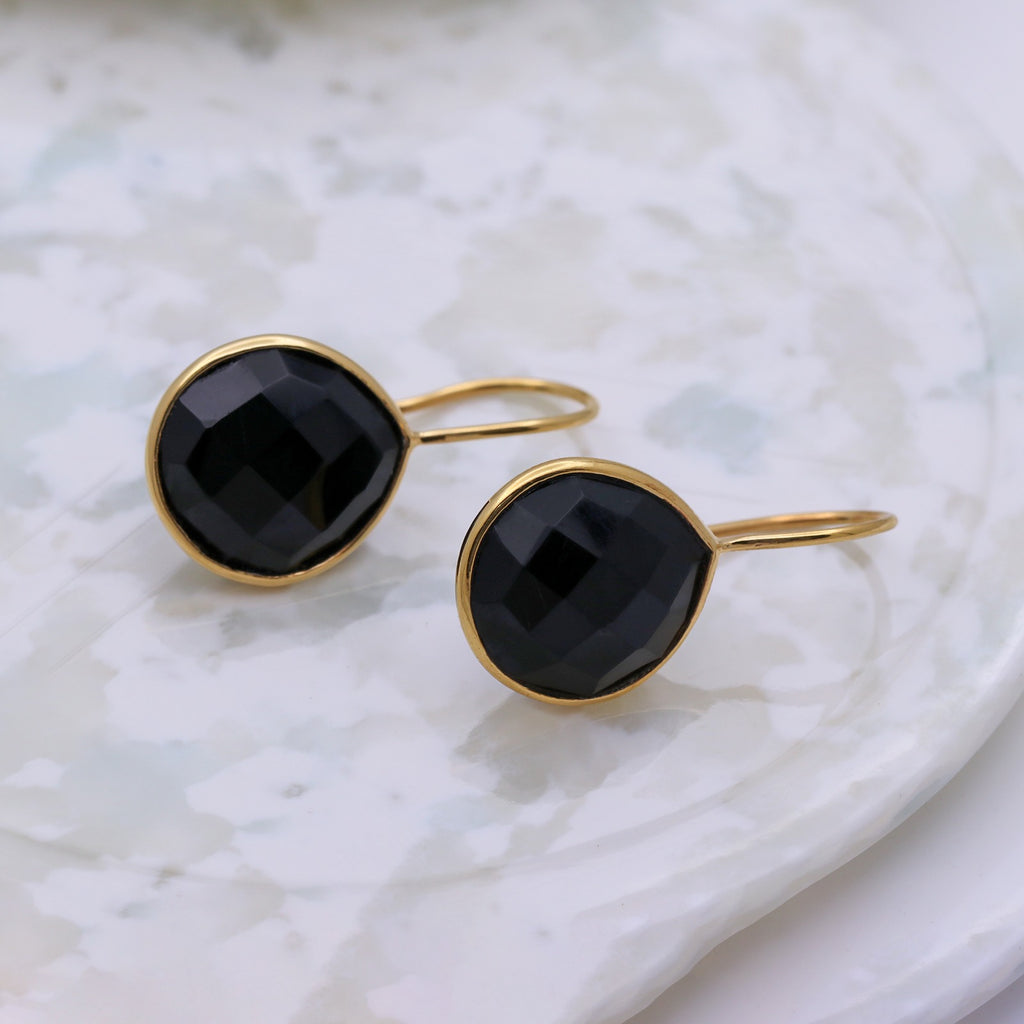 Natural Black Onyx Dangle | Faceted Gemstone Dangle | Handmade Jewerly.