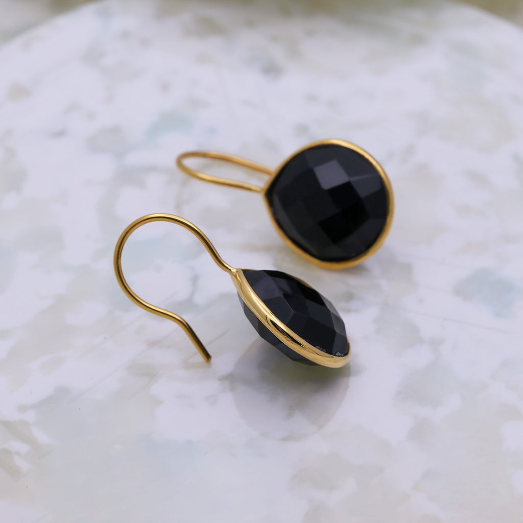 Natural Black Onyx Dangle | Faceted Gemstone Dangle | Handmade Jewerly.
