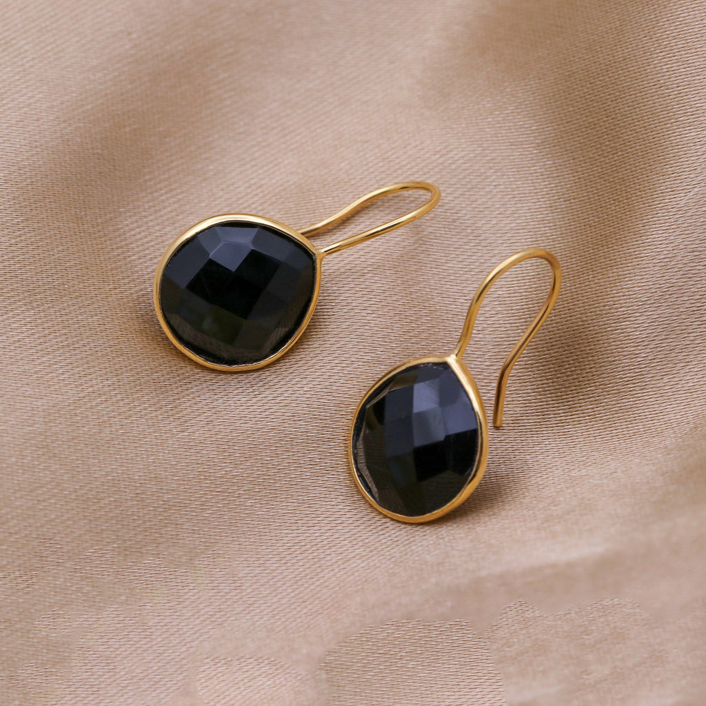 Natural Black Onyx Dangle | Faceted Gemstone Dangle | Handmade Jewerly.