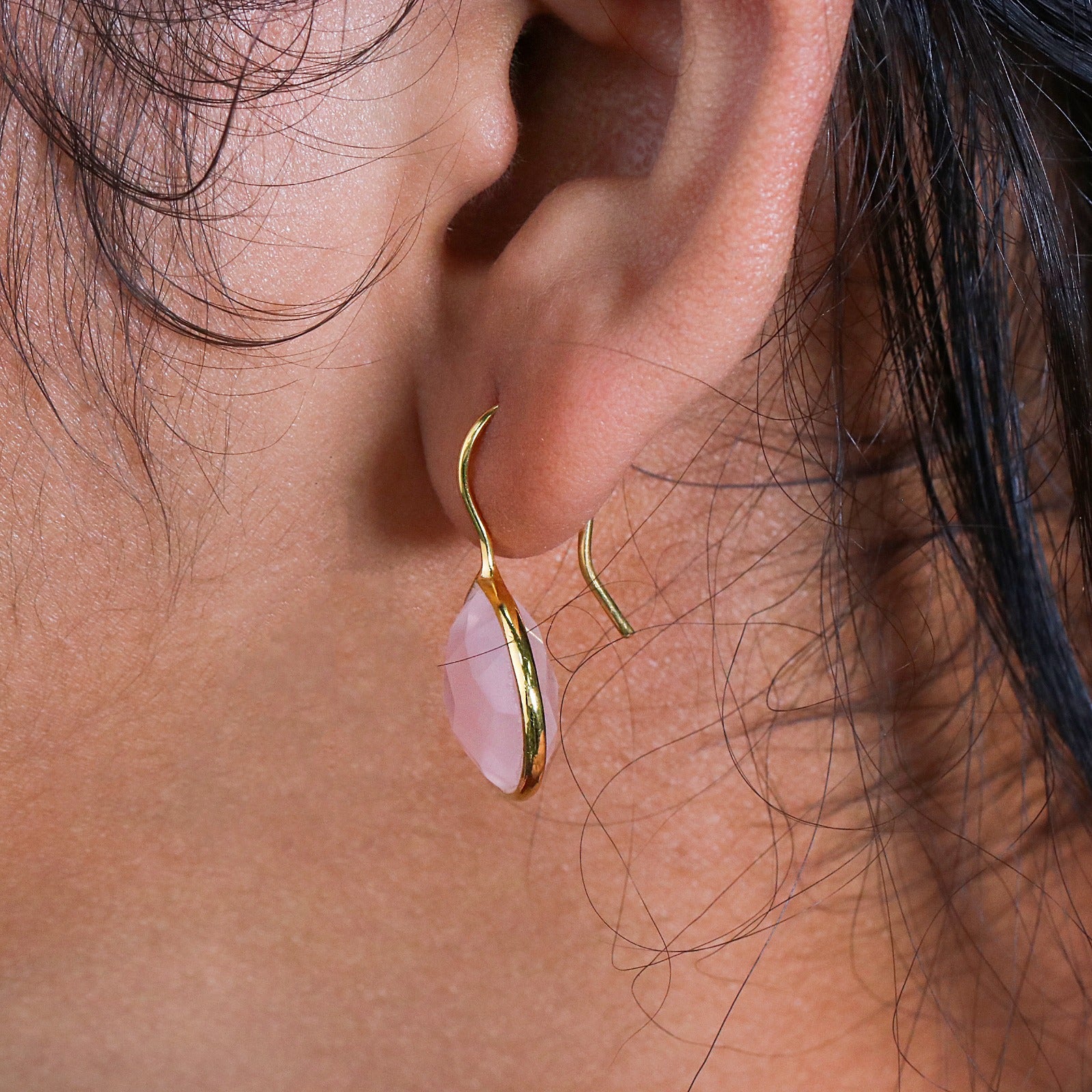 Natural Rose Quartz Dangle | Sterling Silver Earring | Faceted Gemstone Dangle.